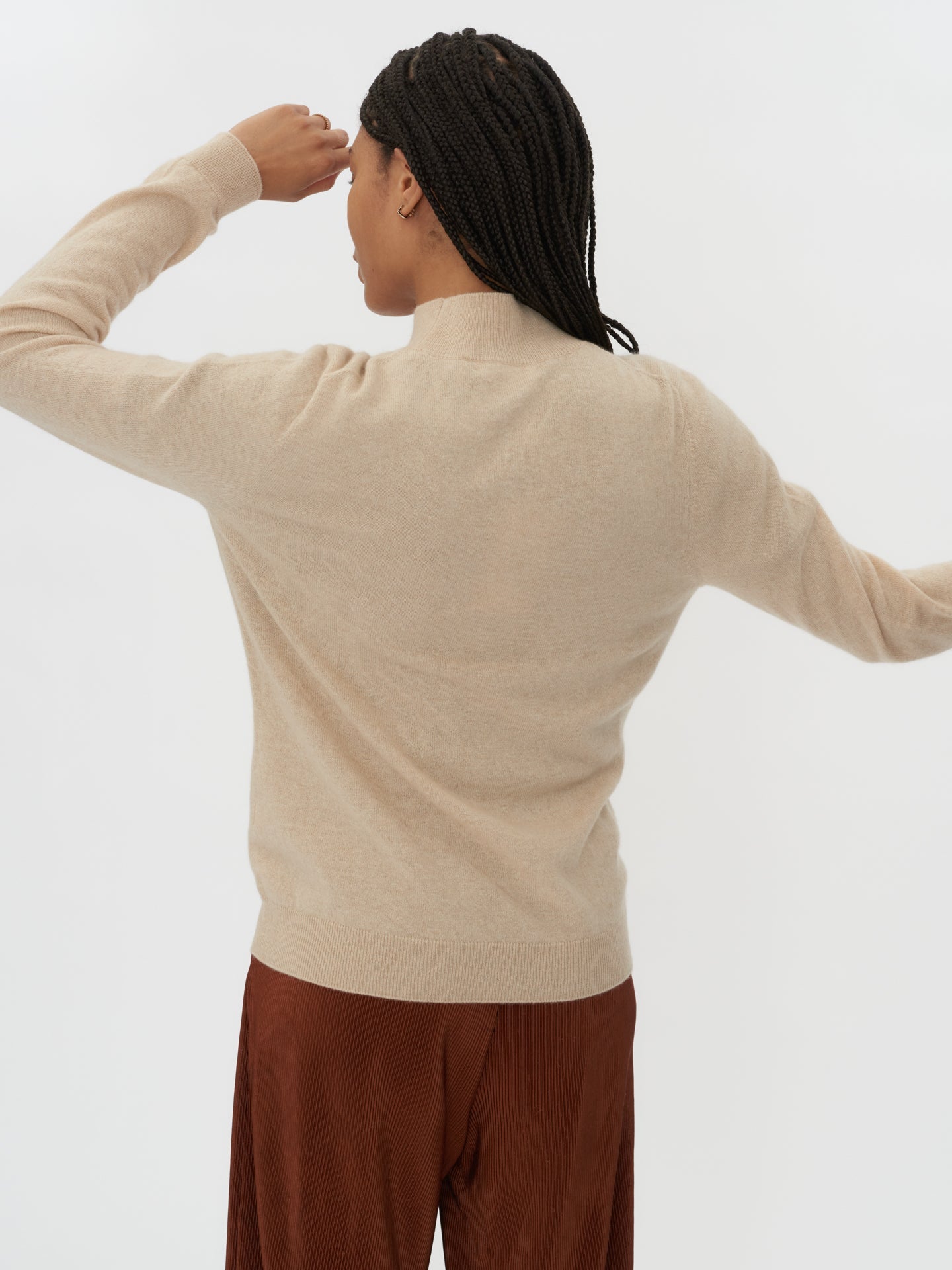 Pull col haut en Cachemire pour femmes Taupe - Gobi Cashmere