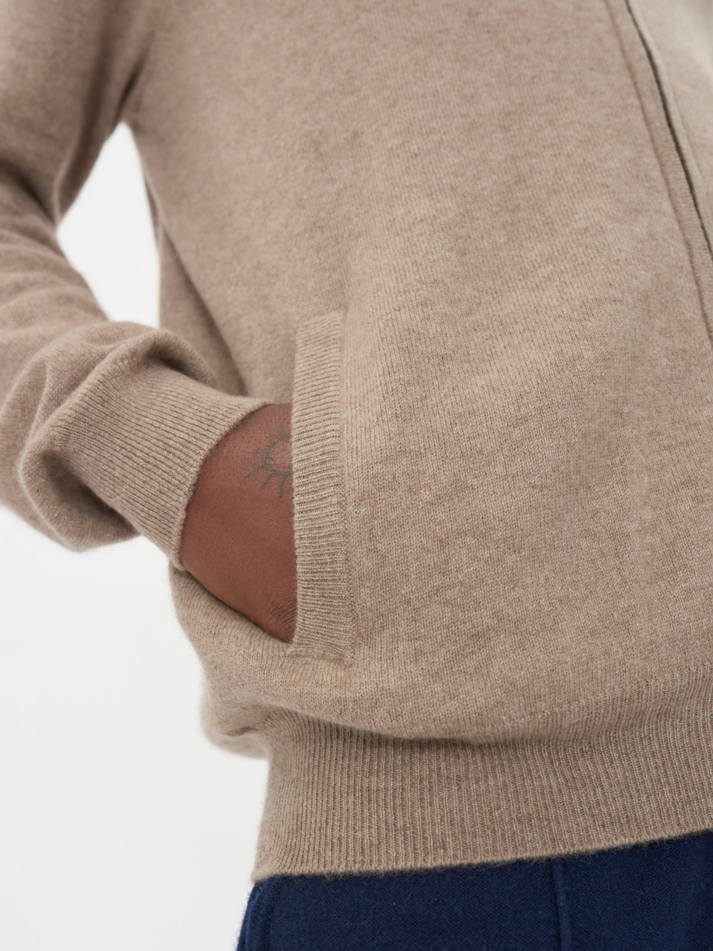 Cardigan à col montant en Cachemire pour hommes Taupe - Gobi Cashmere