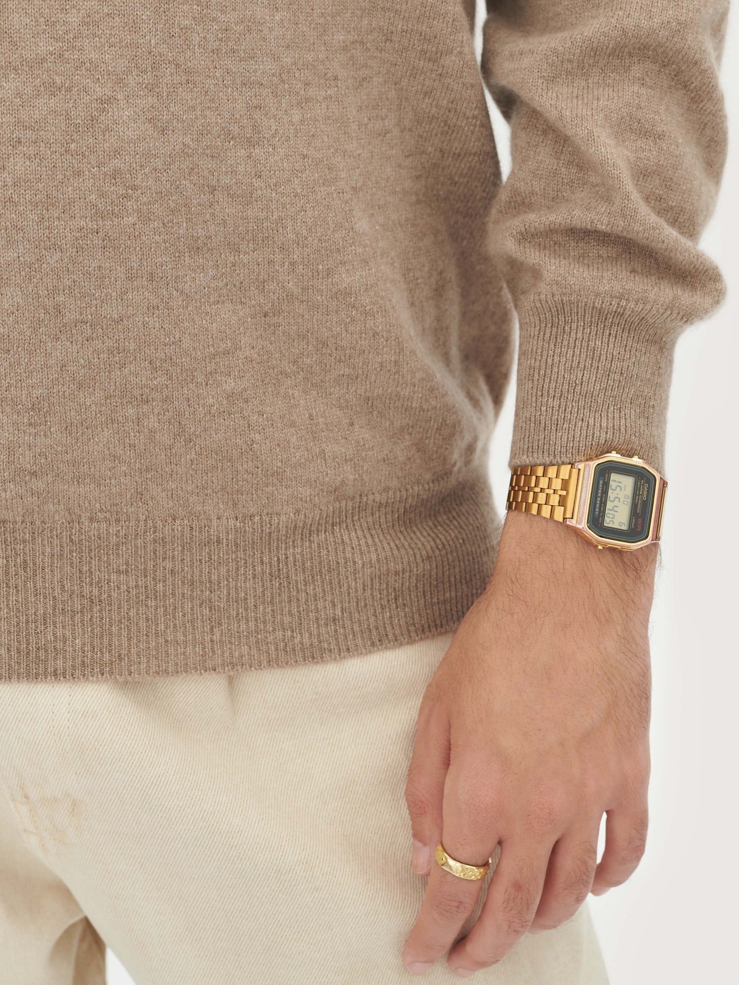 Pull col en V en Cachemire pour hommes Taupe - Gobi Cashmere