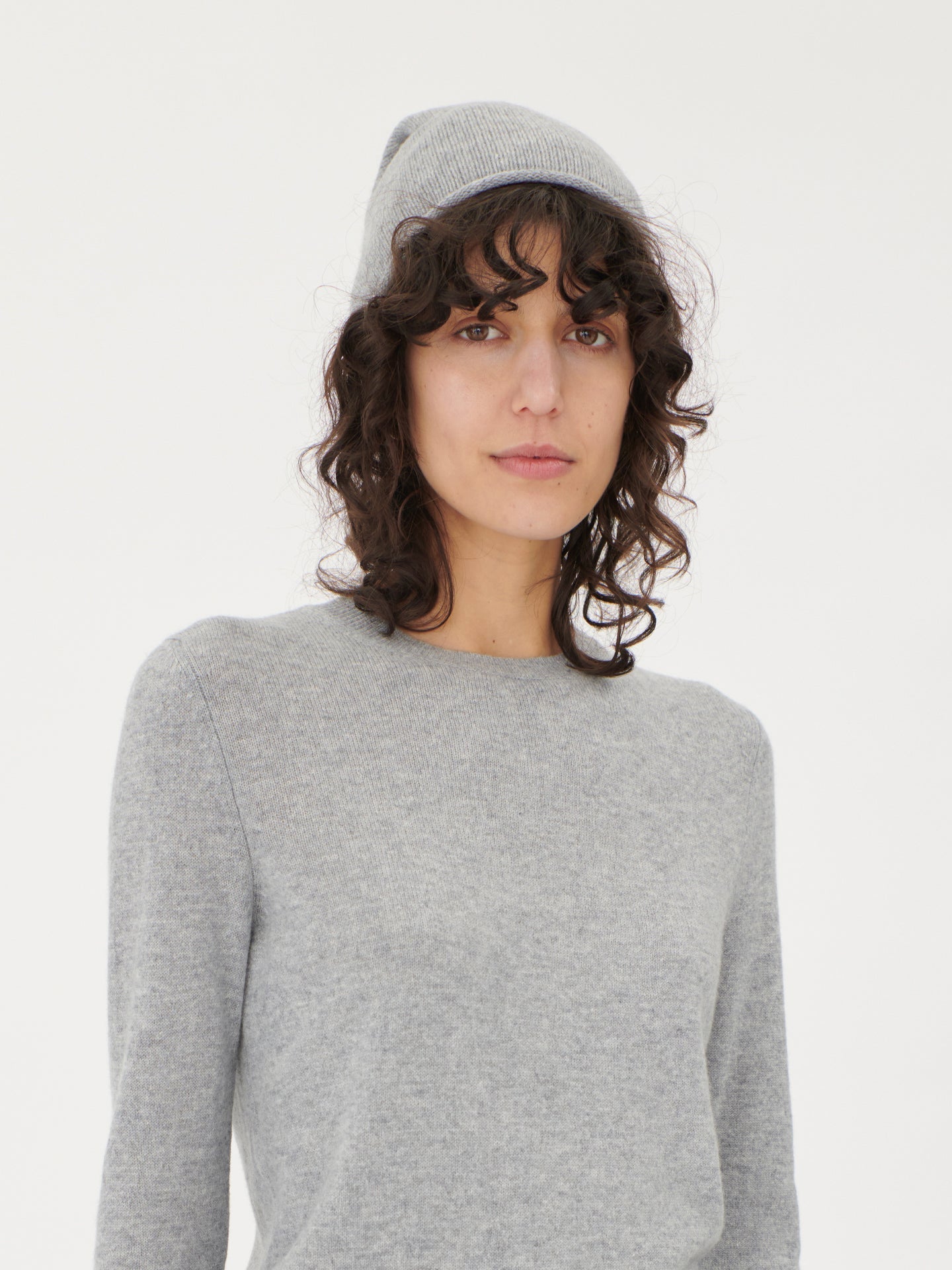 Cachemire léger pour femme Poids Basique Col Rond Gris - Gobi Cashmere