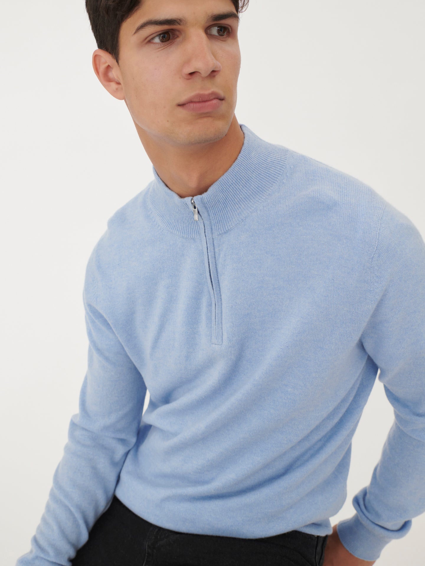 Pull polo demi zippé pour homme , couleur - Gobi Cashmere