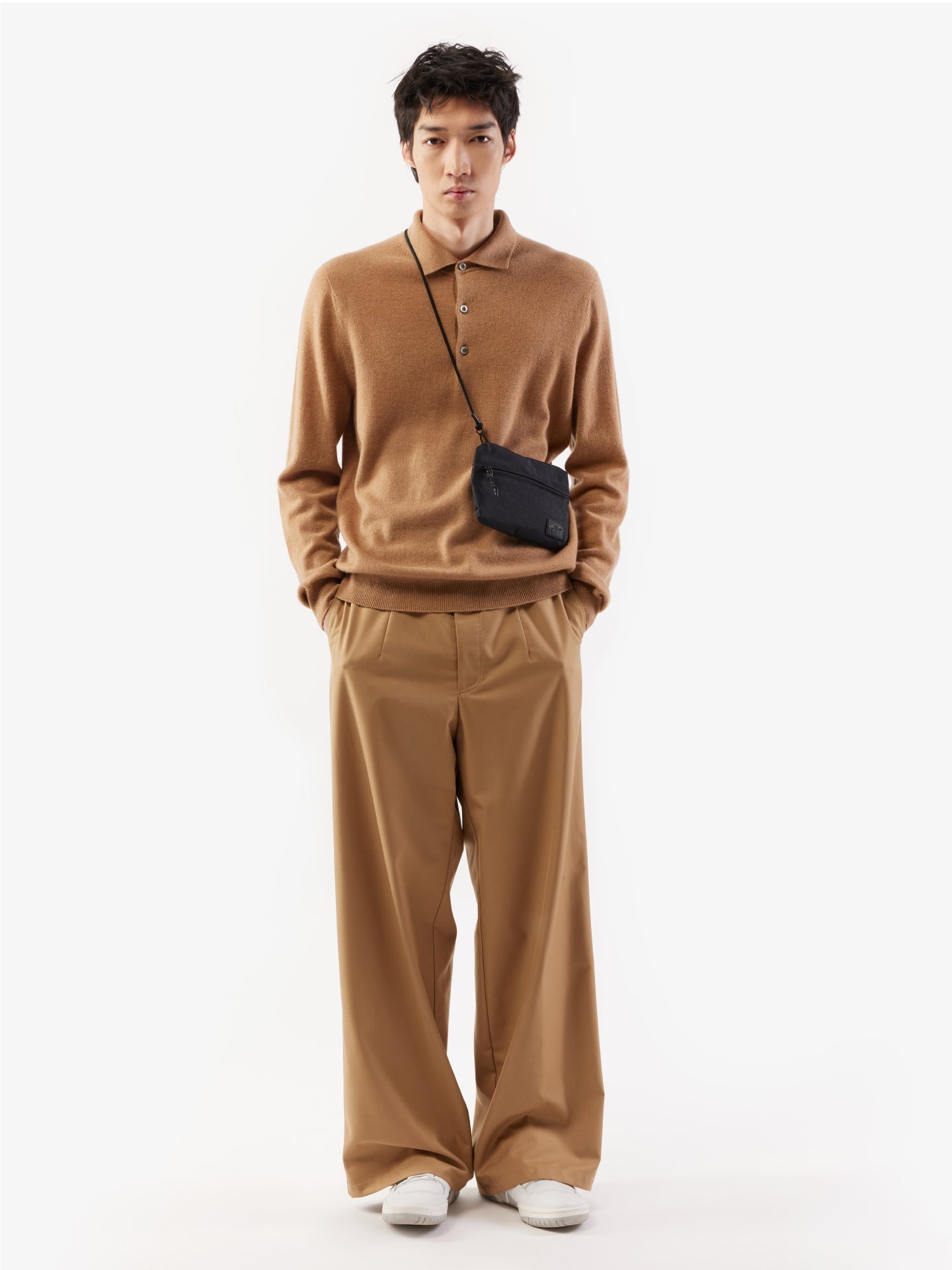 Pull col polo en Cachemire pour hommes Marron - Gobi Cashmere