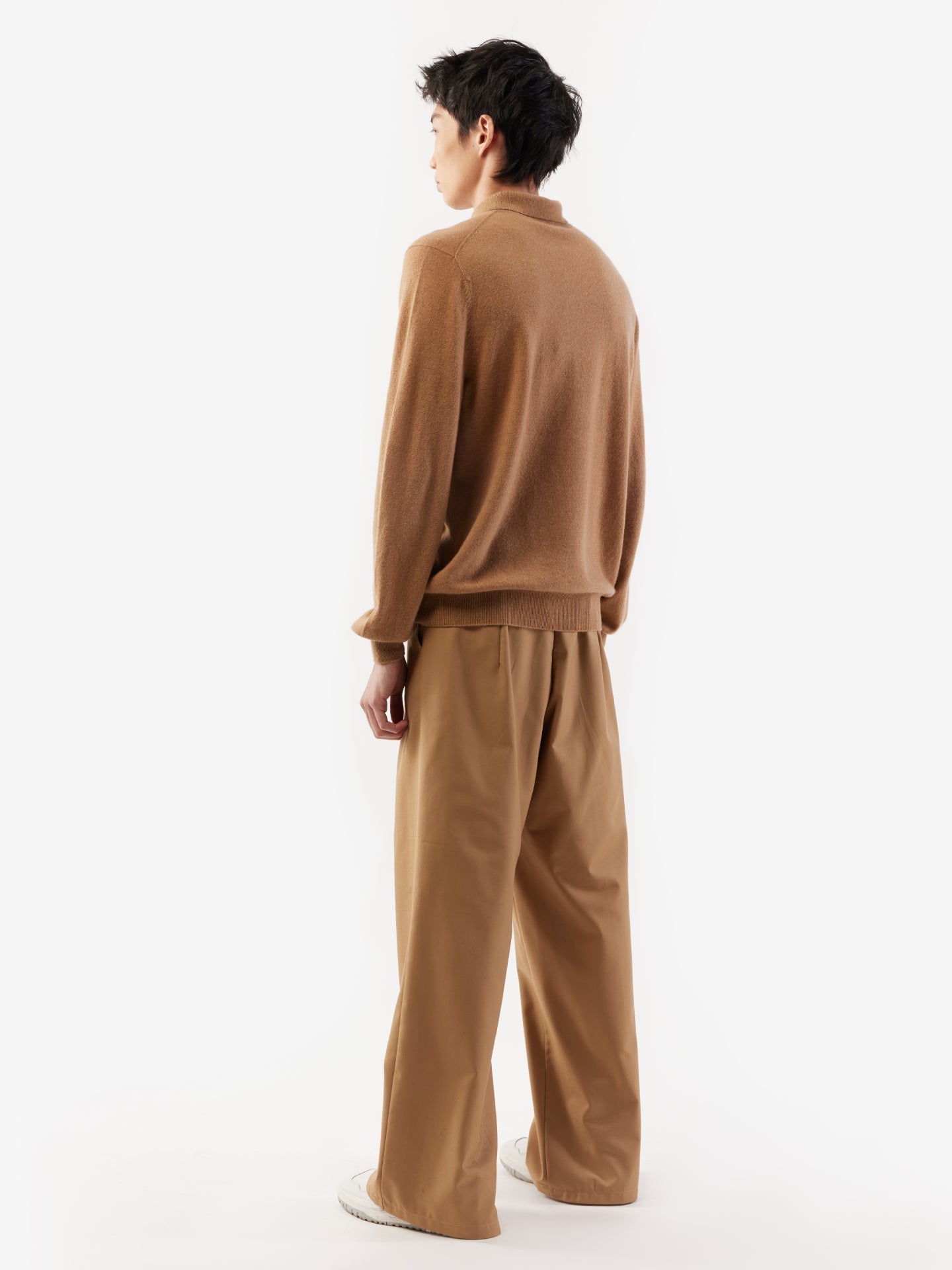 Pull col polo en Cachemire pour hommes Marron - Gobi Cashmere