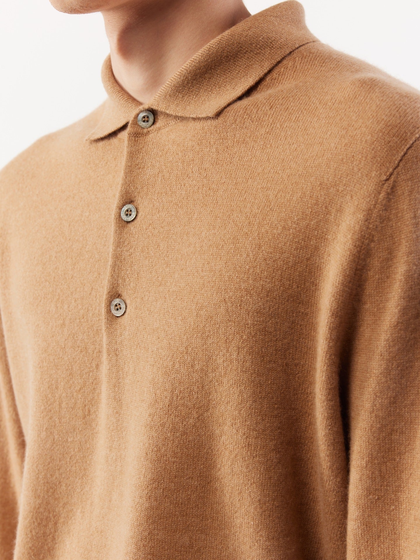 Pull col polo en Cachemire pour hommes Marron - Gobi Cashmere