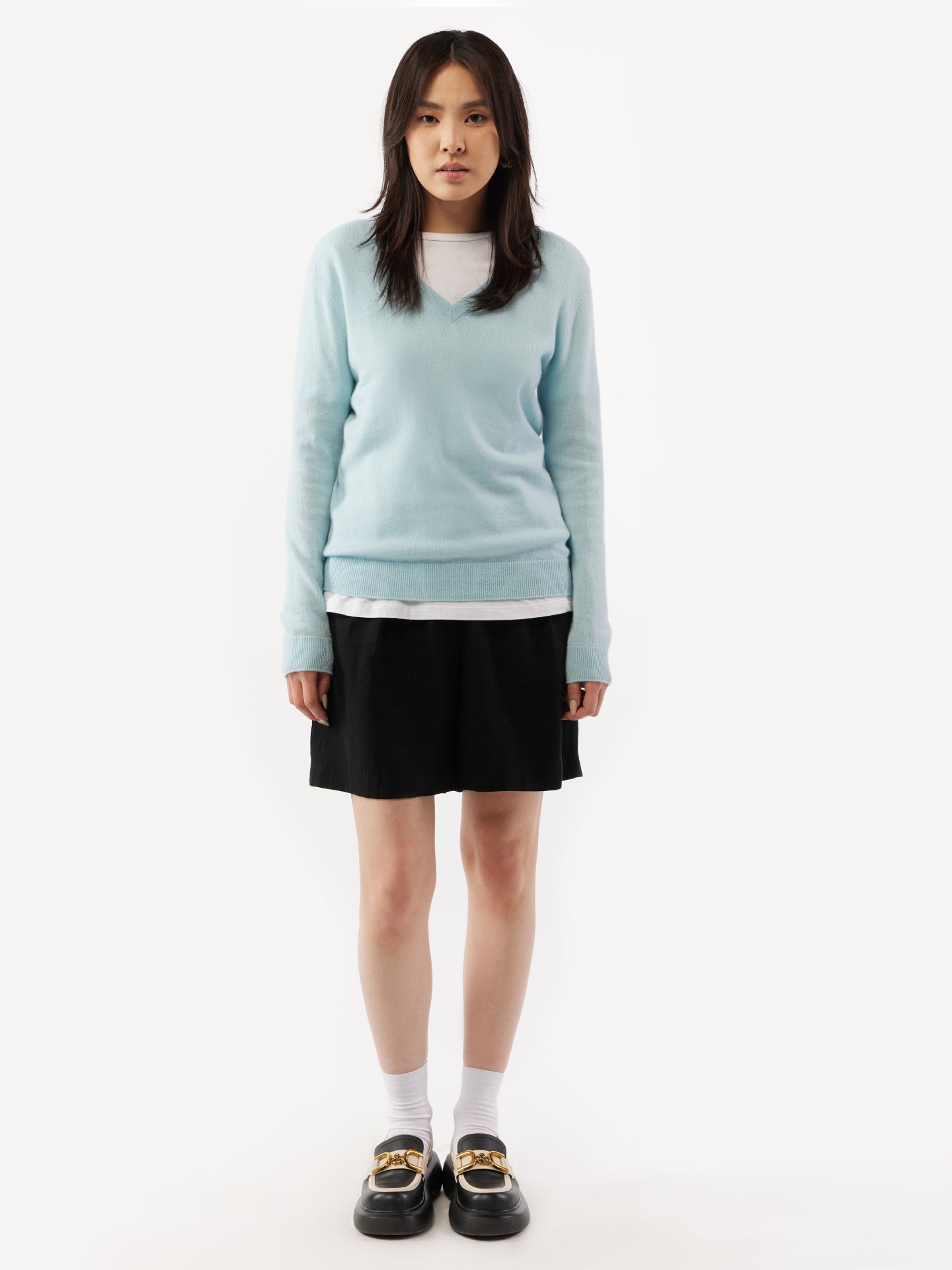 Pull col en V en Cachemire pour femmes marin - Gobi Cashmere