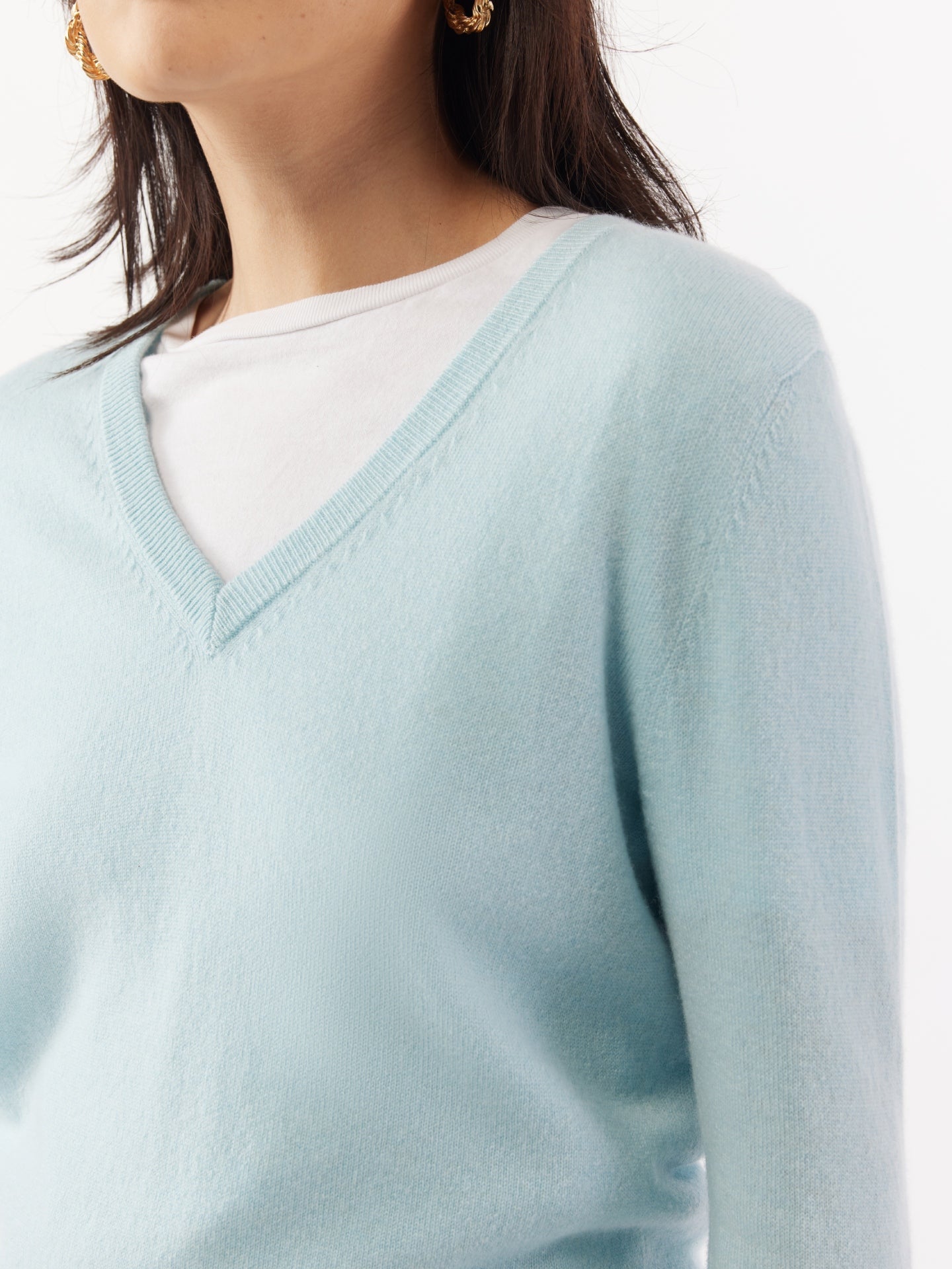 Pull col en V en Cachemire pour femmes marin - Gobi Cashmere