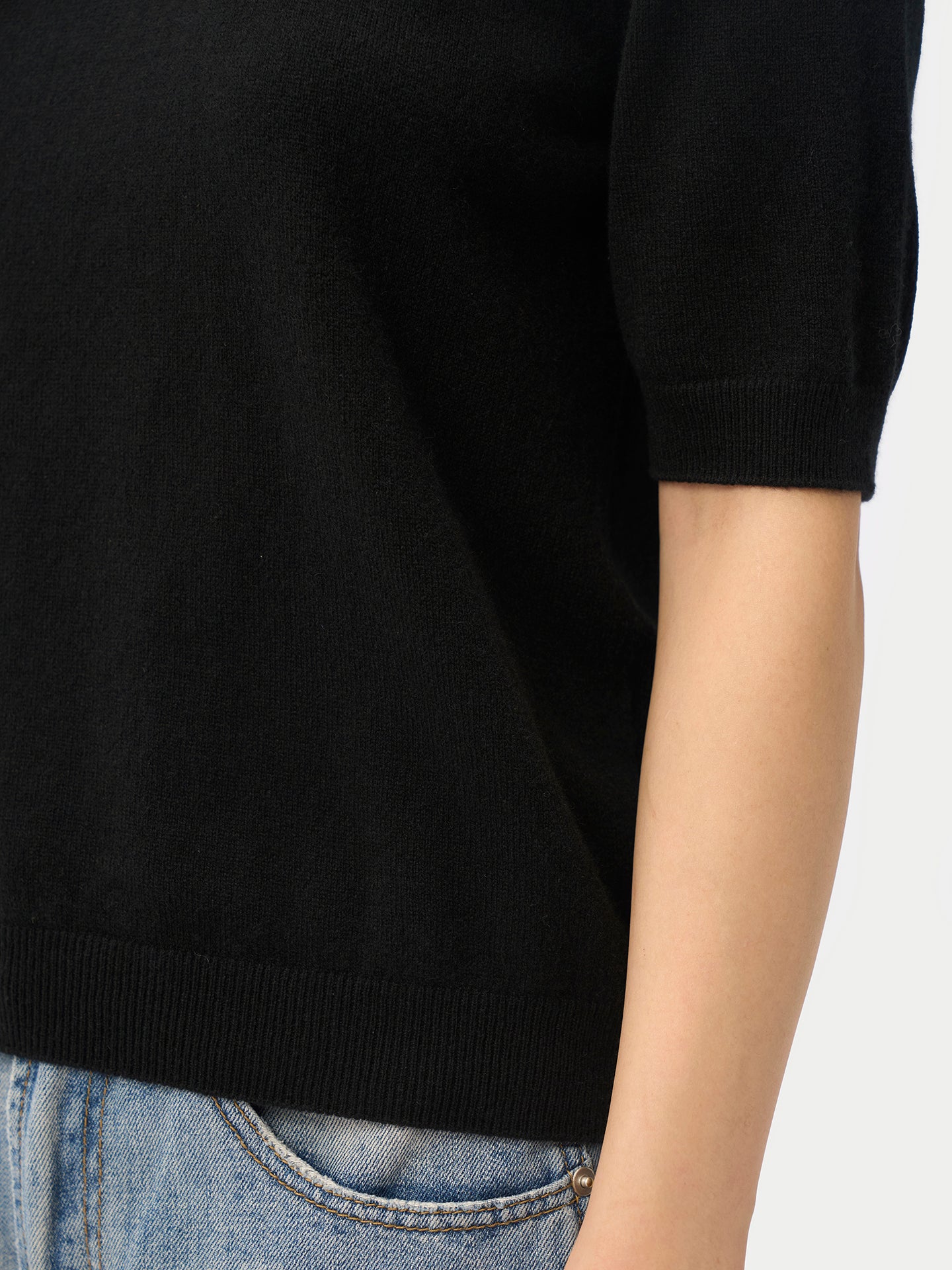 Pull en Cachemire à Manches Courtes