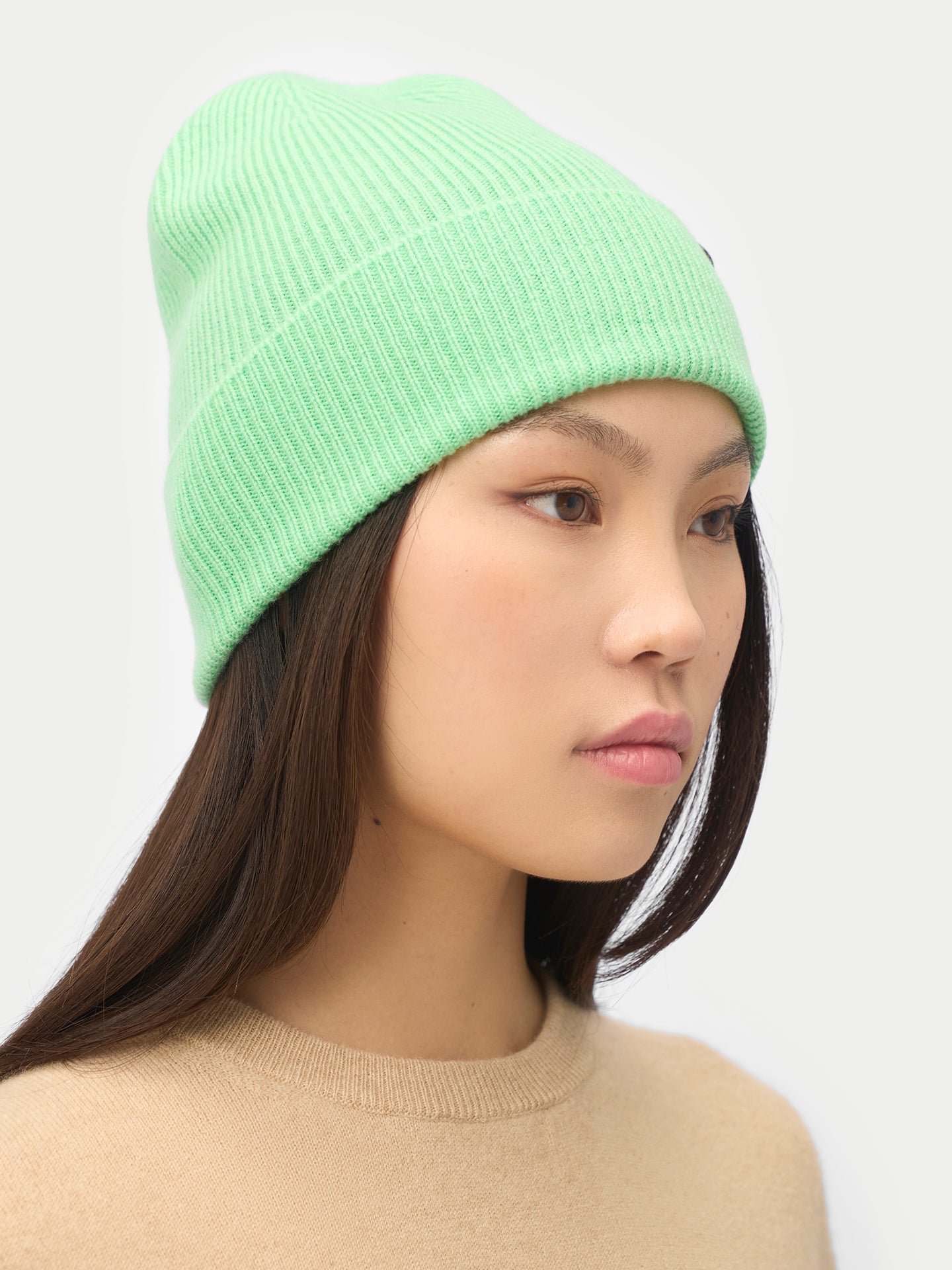 Bonnet en tricot côtelé en cachemire