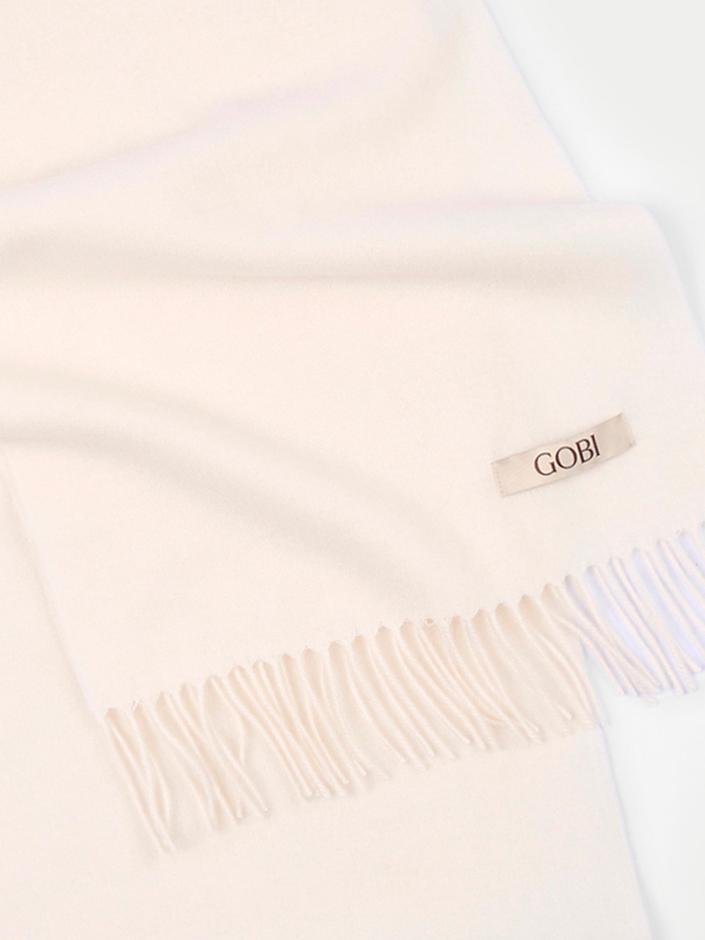 Écharpe en cachemire à franges couleur blanc | GOBI Cashmere