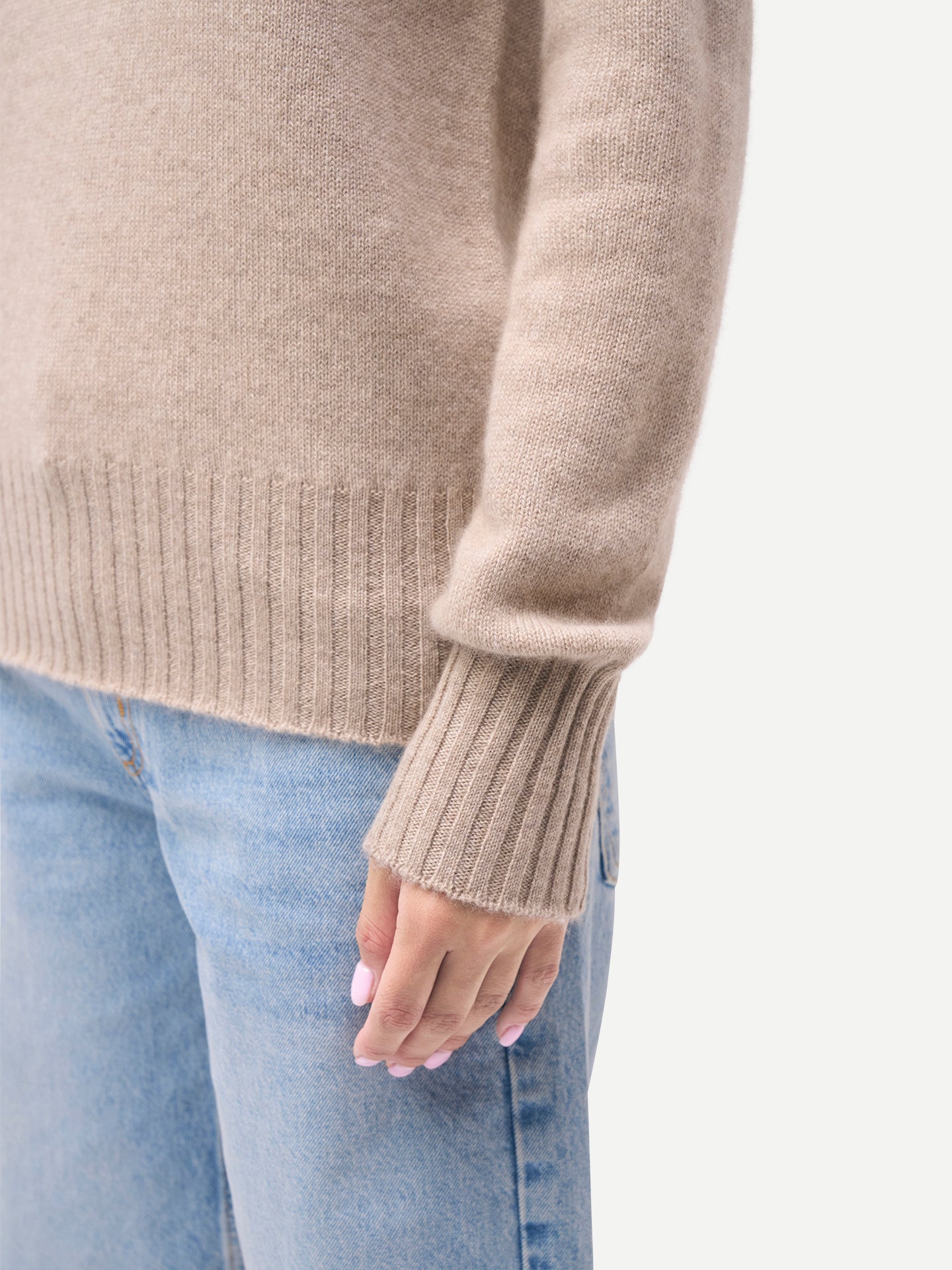 Pull en Cachemire à Col Roulé Replié Couleur Organique