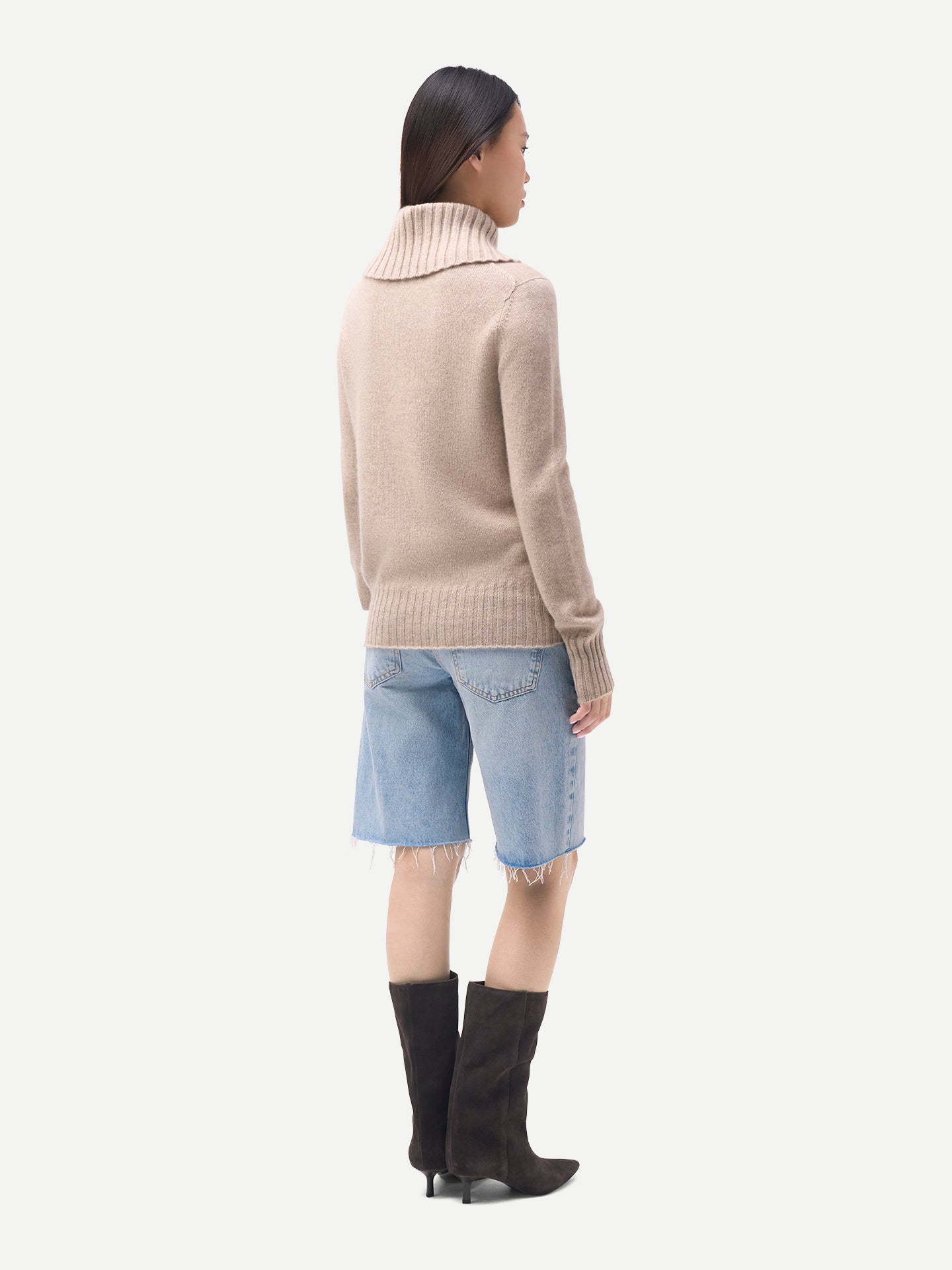 Pull en Cachemire à Col Roulé Replié Couleur Organique