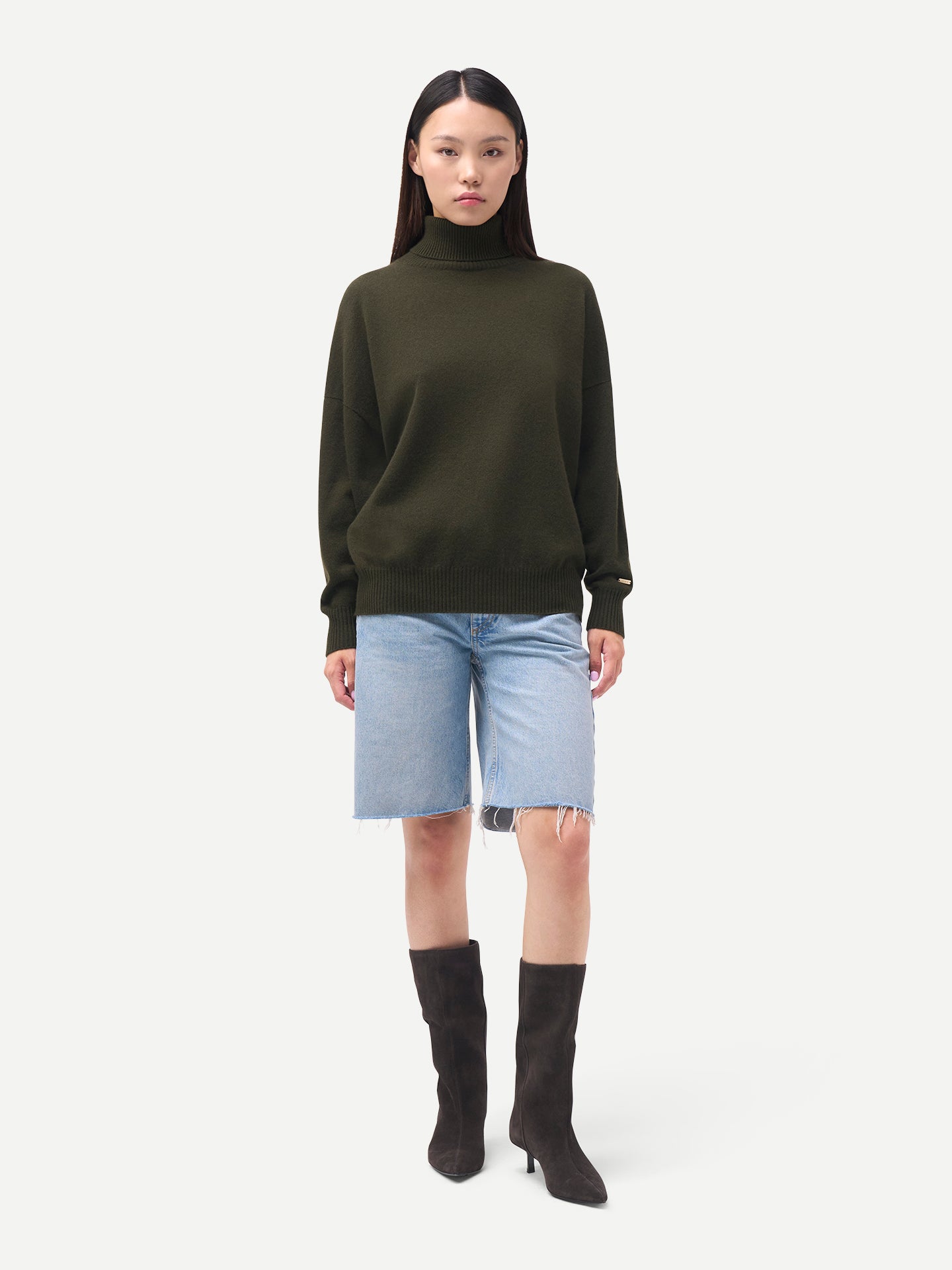 Pull en cachemire pour femme à col montant