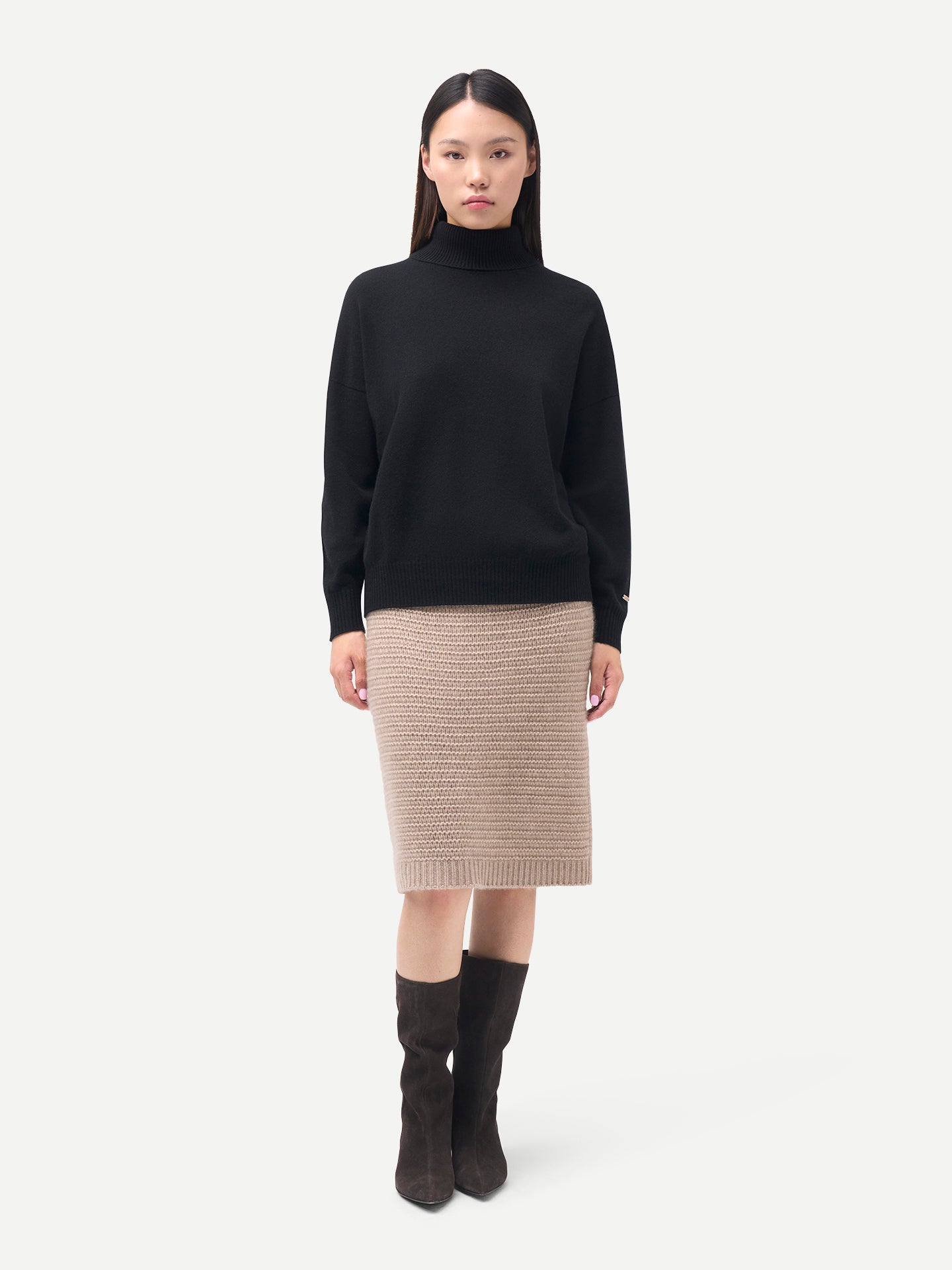 Pull en cachemire pour femme à col montant