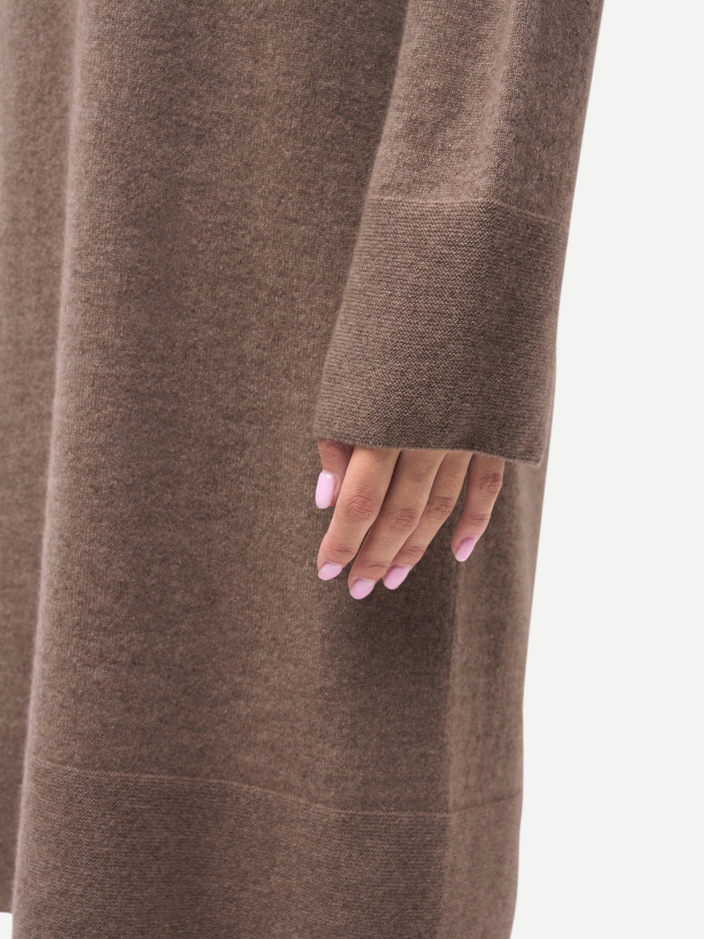 Robe en Cachemire Sans Coutures à Col Rond Couleur Organique