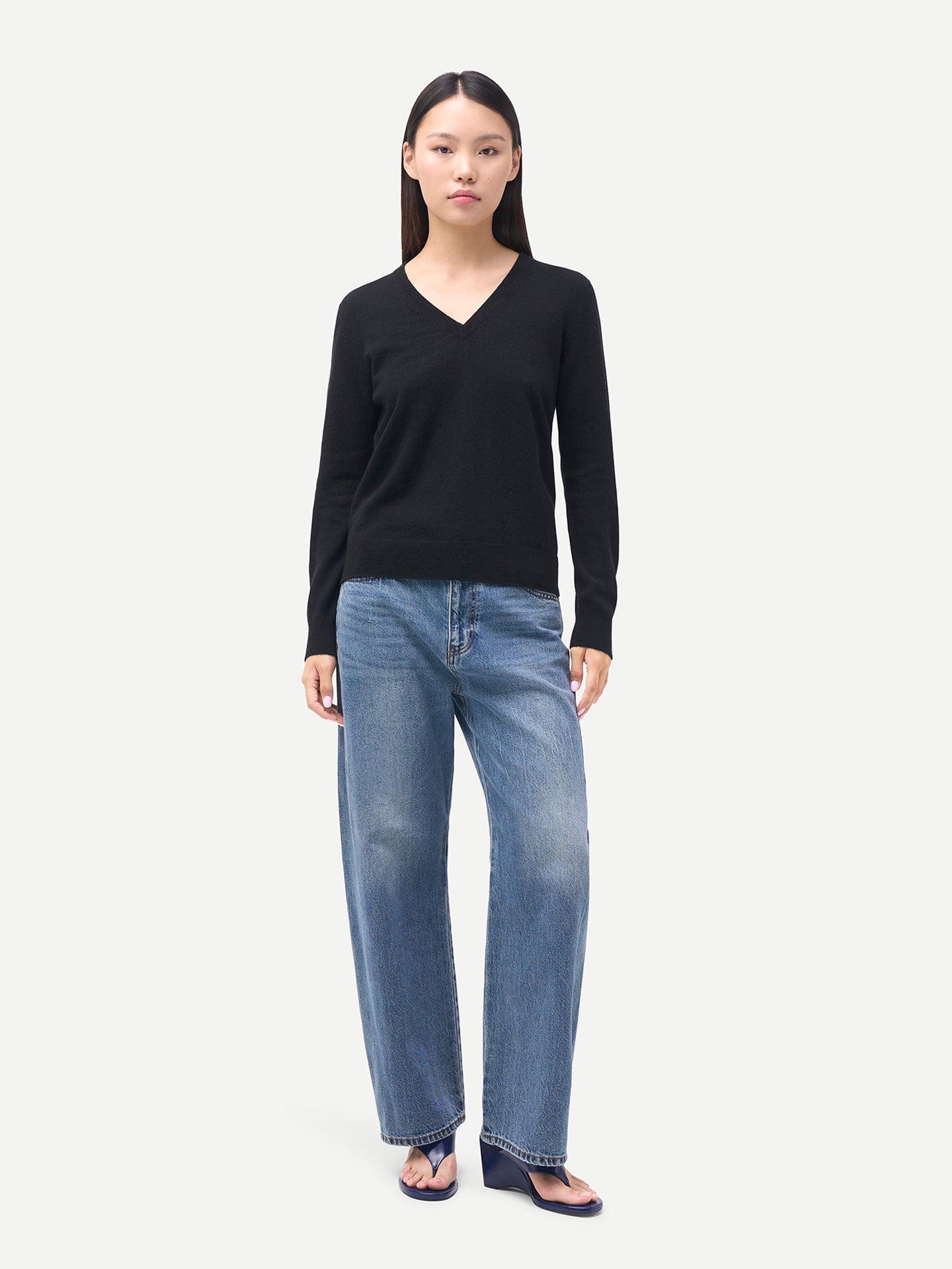 Pull en cachemire pour femme à col en V