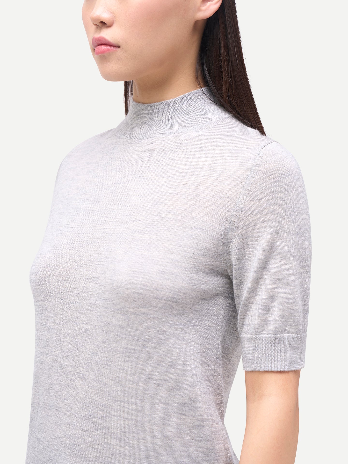 Chemise en cachemire et soie à col montant