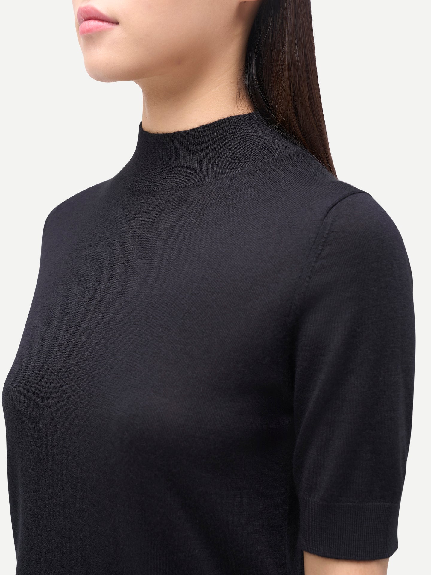 Chemise en cachemire et soie à col montant