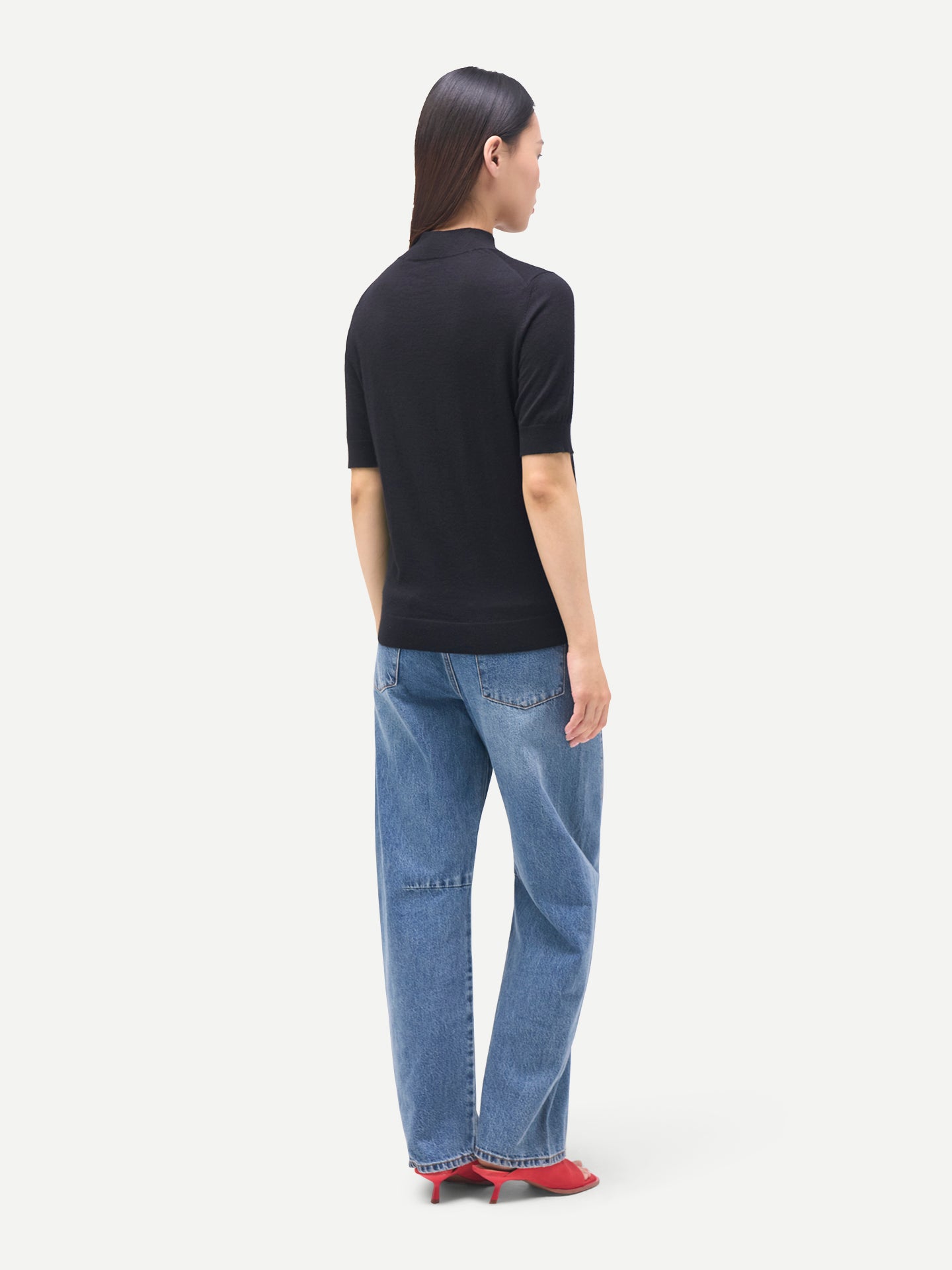 Chemise en cachemire et soie à col montant