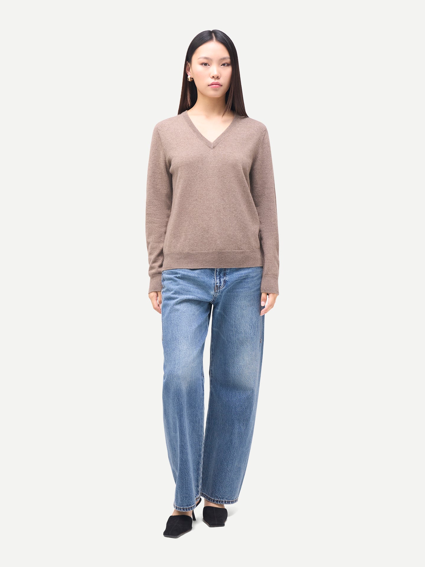Pull en cachemire pour femme à col en V Couleur Organique