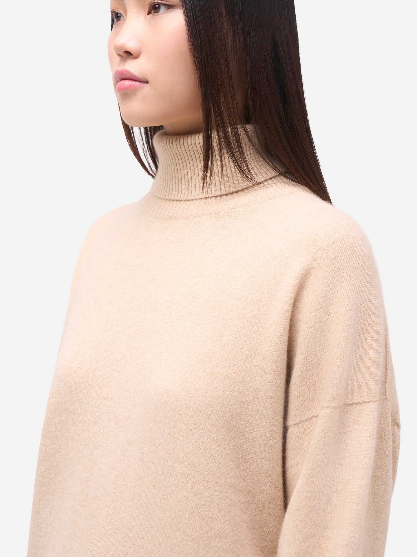 Pull en cachemire pour femme à col montant Couleur Organique