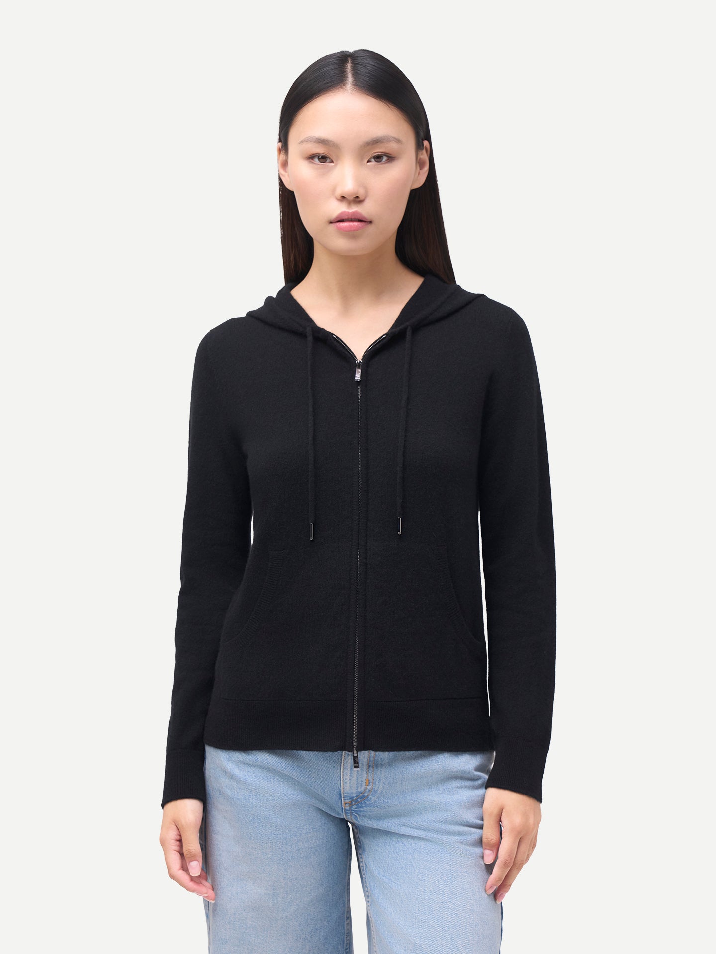 Sweat à capuche zippé femme avec poche Smiley