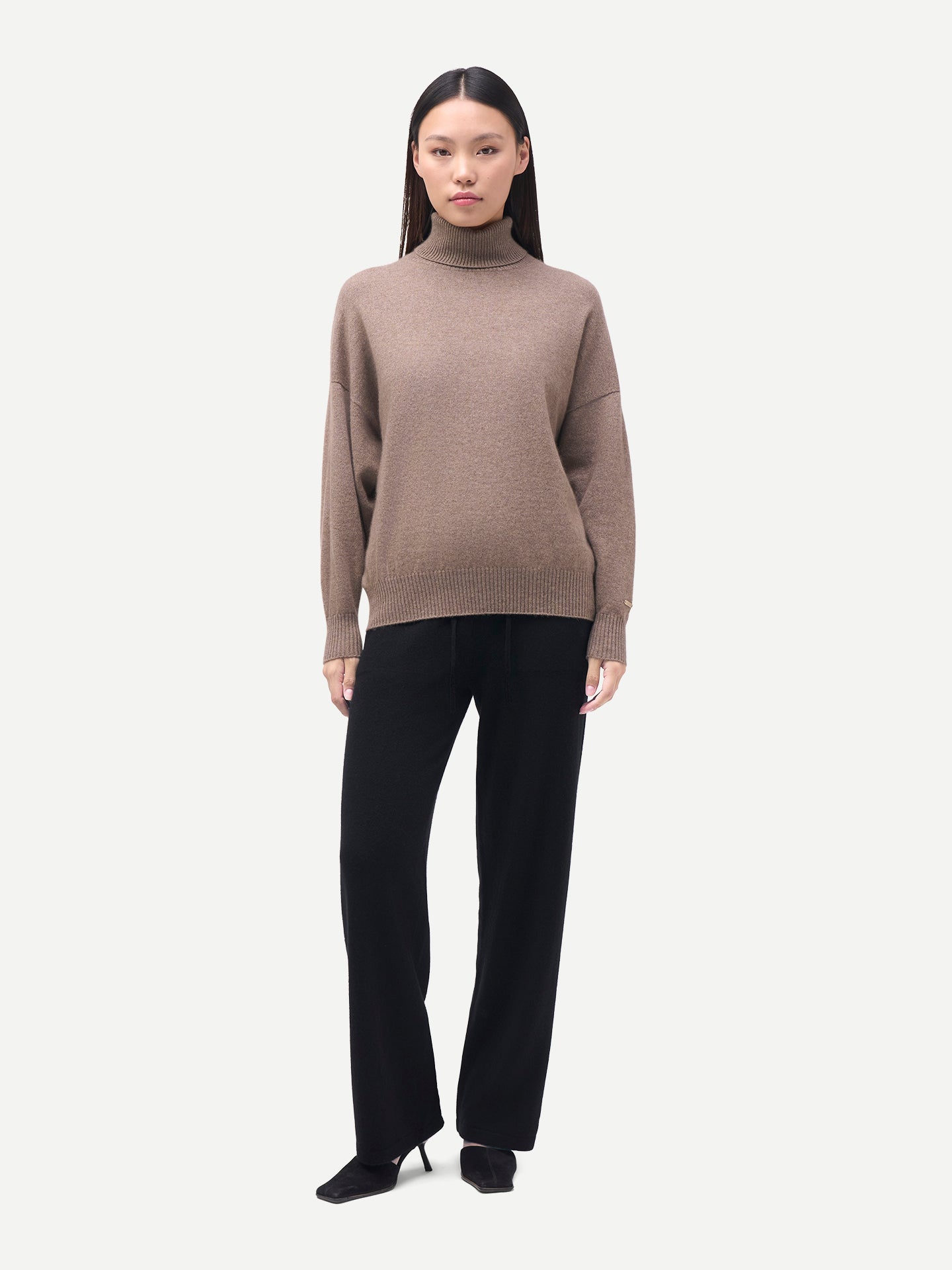 Pull en cachemire pour femme à col montant Couleur Organique