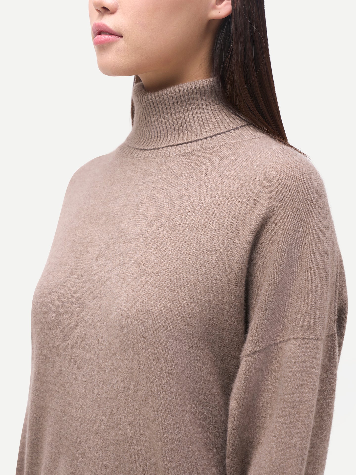 Pull en cachemire pour femme à col montant Couleur Organique