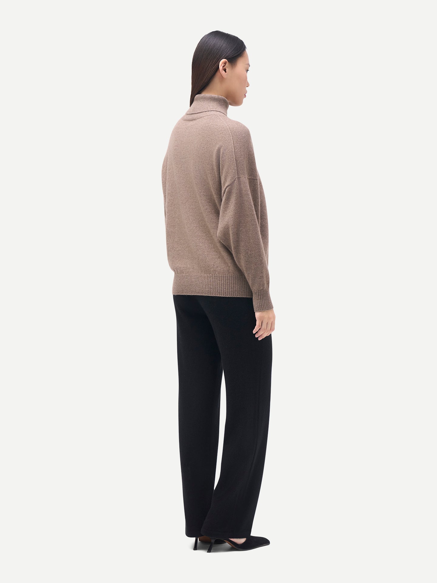Pull en cachemire pour femme à col montant Couleur Organique