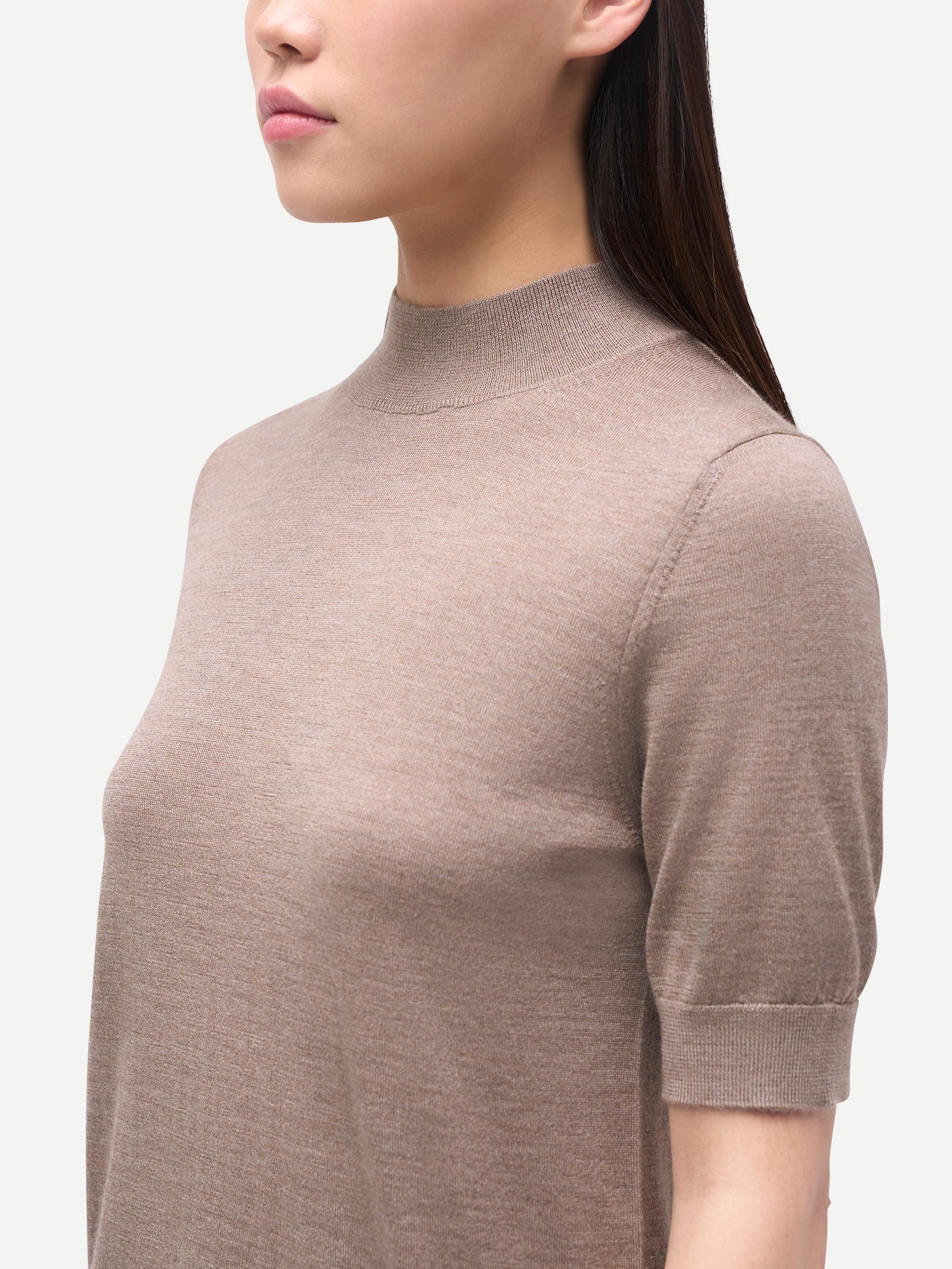 Chemise en cachemire et soie à col montant