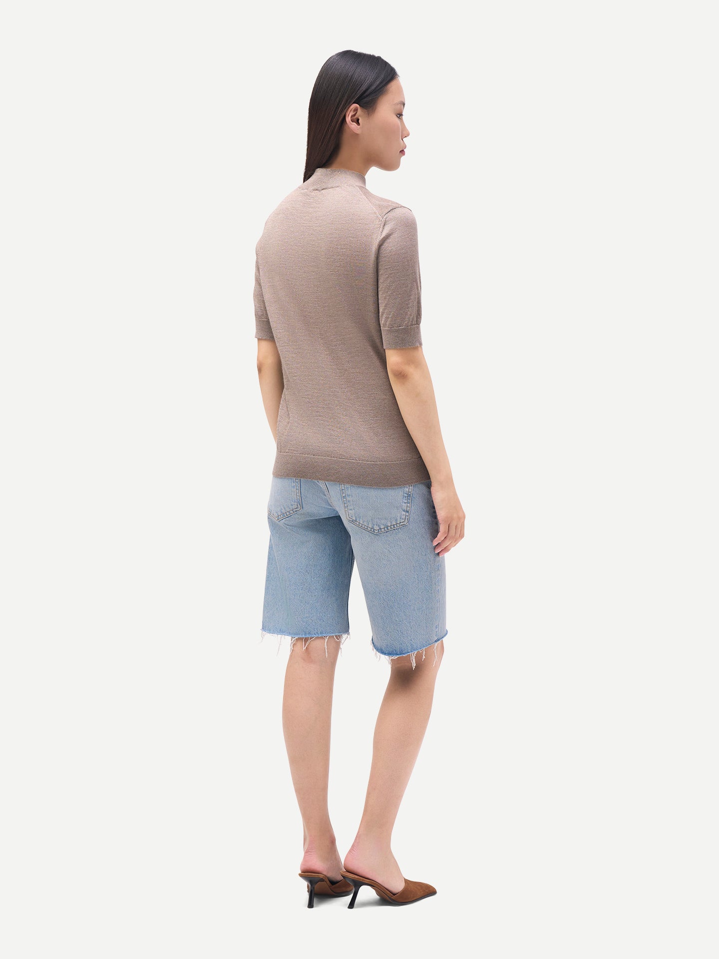 Chemise en cachemire et soie à col montant