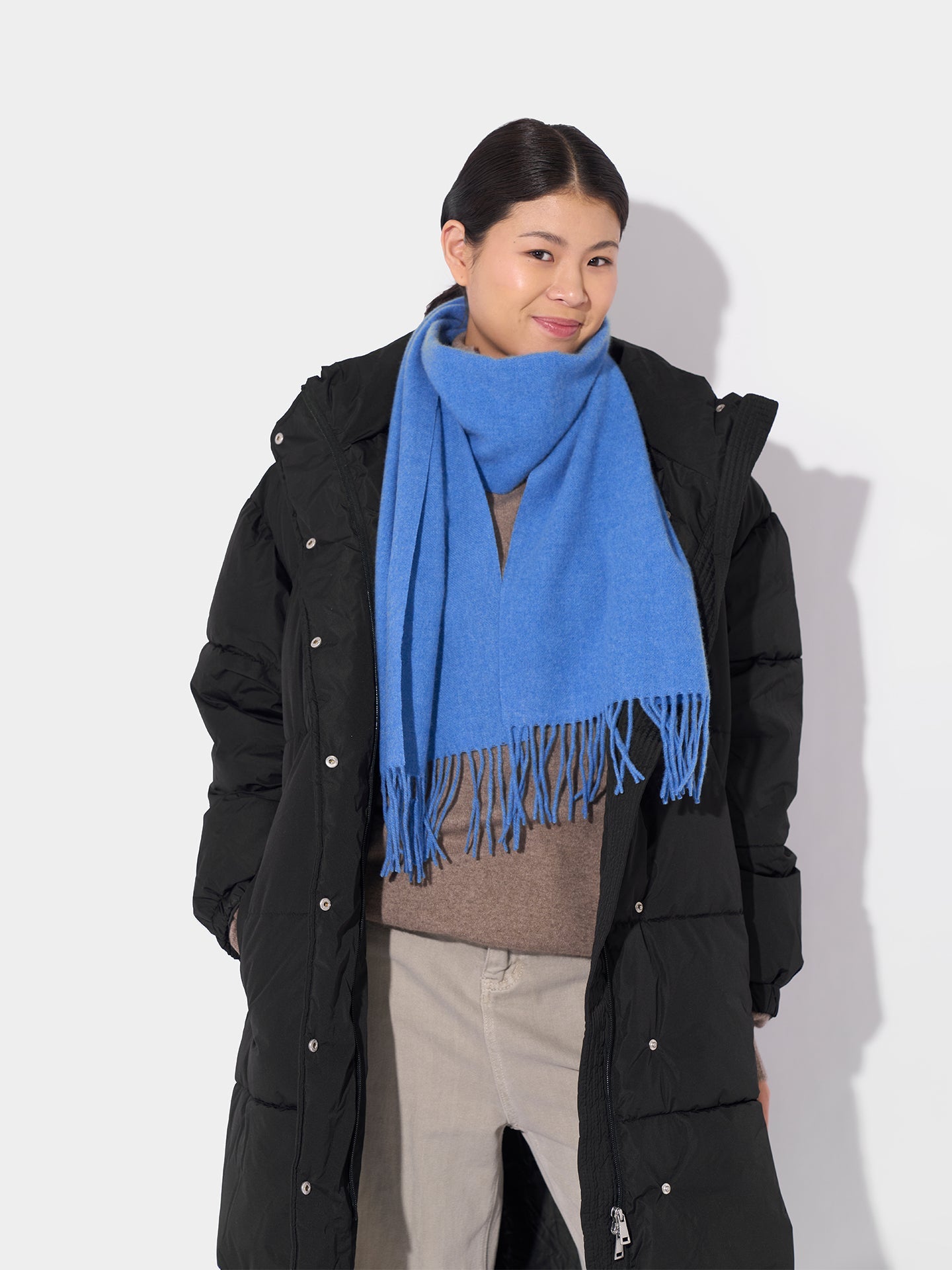 Écharpe avec franges en Cachemire pour unisex Marin - Gobi Cashmere