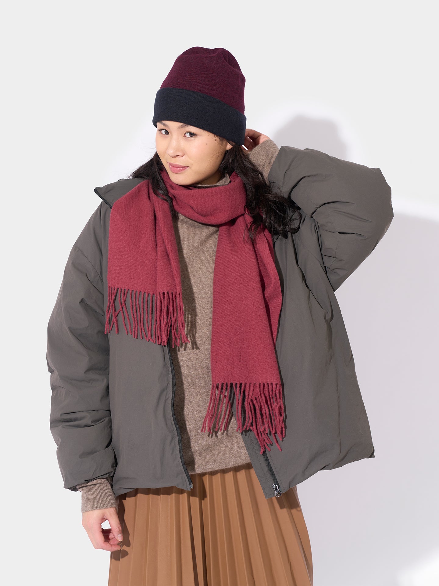 Écharpe avec franges en cachemire pour unisex Rouge - Gobi Cashmere