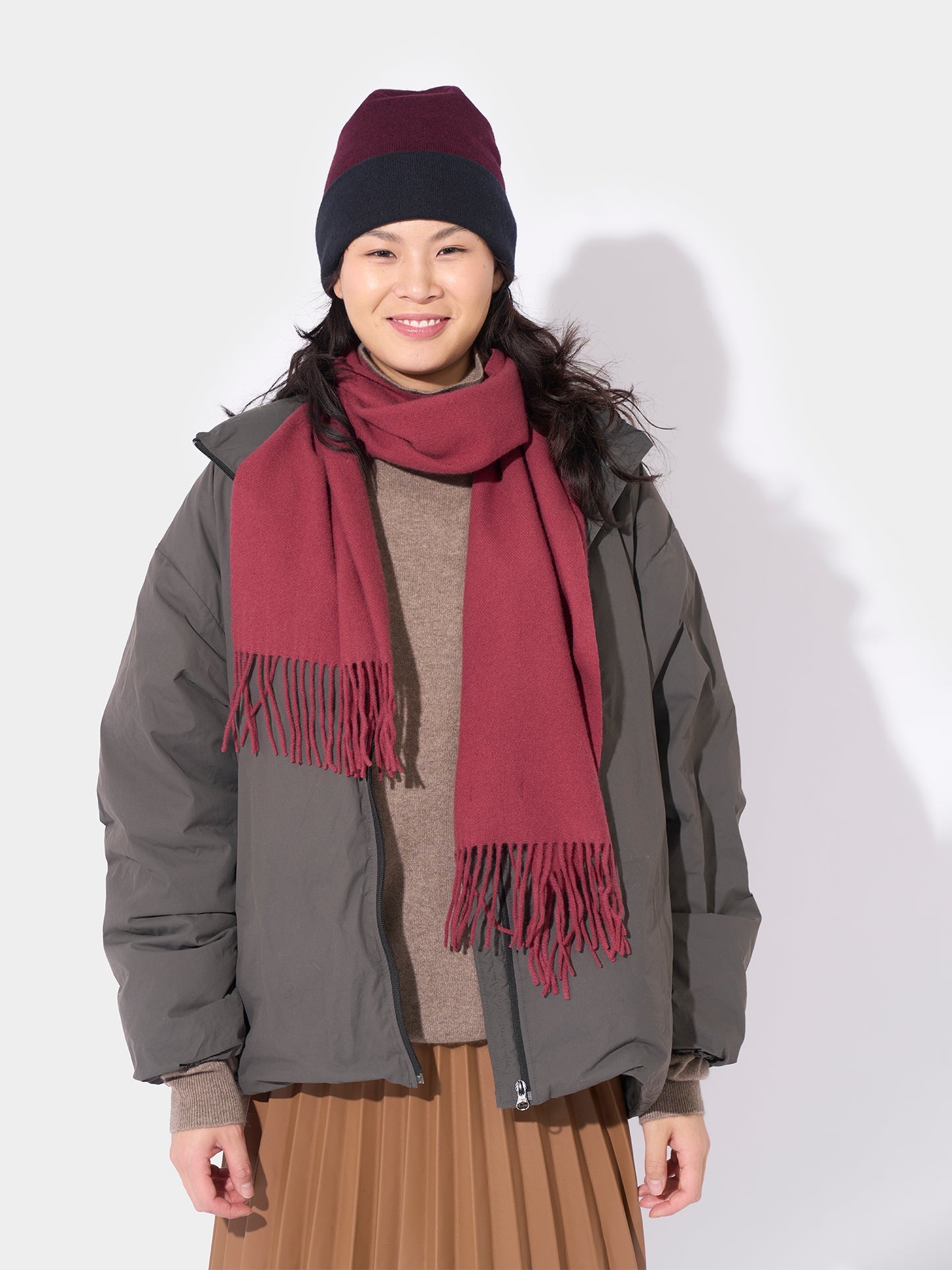 Écharpe avec franges en cachemire pour unisex Rouge - Gobi Cashmere