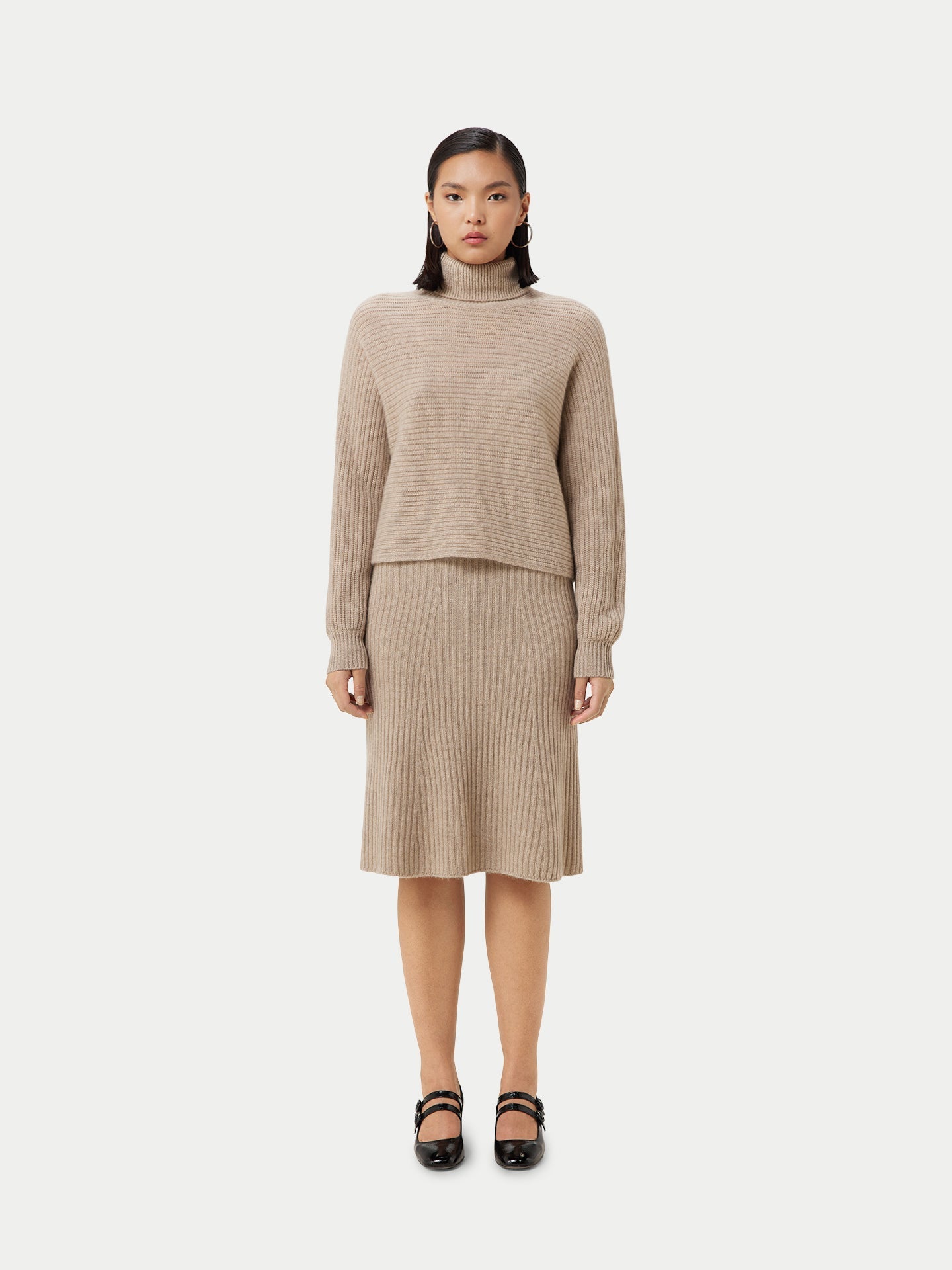 Jupe midi en cachemire Taupe - Gobi Cashmere