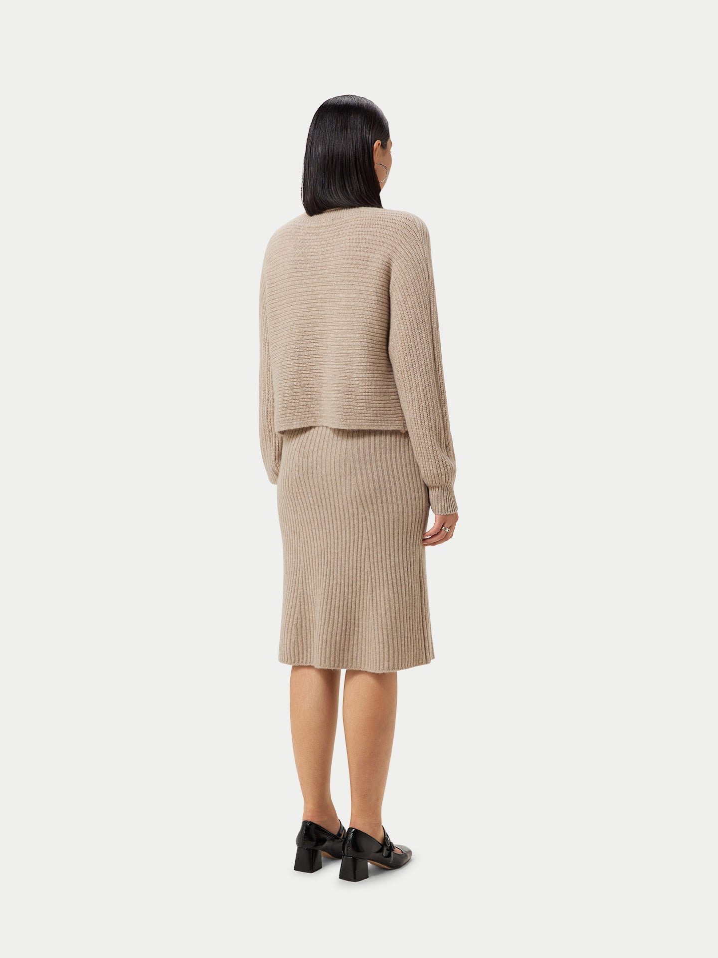 Jupe midi en cachemire Taupe - Gobi Cashmere