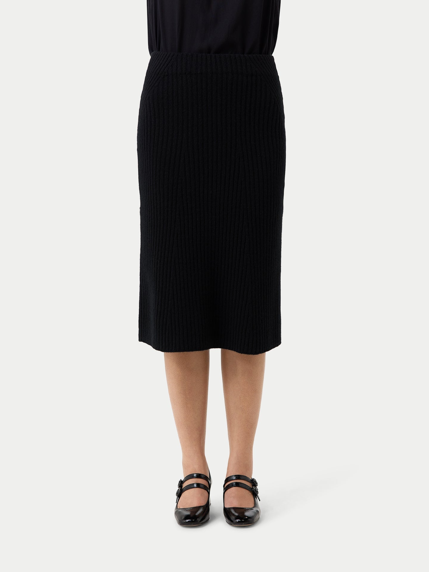 Jupe midi en cachemire Noir  - Gobi Cashmere