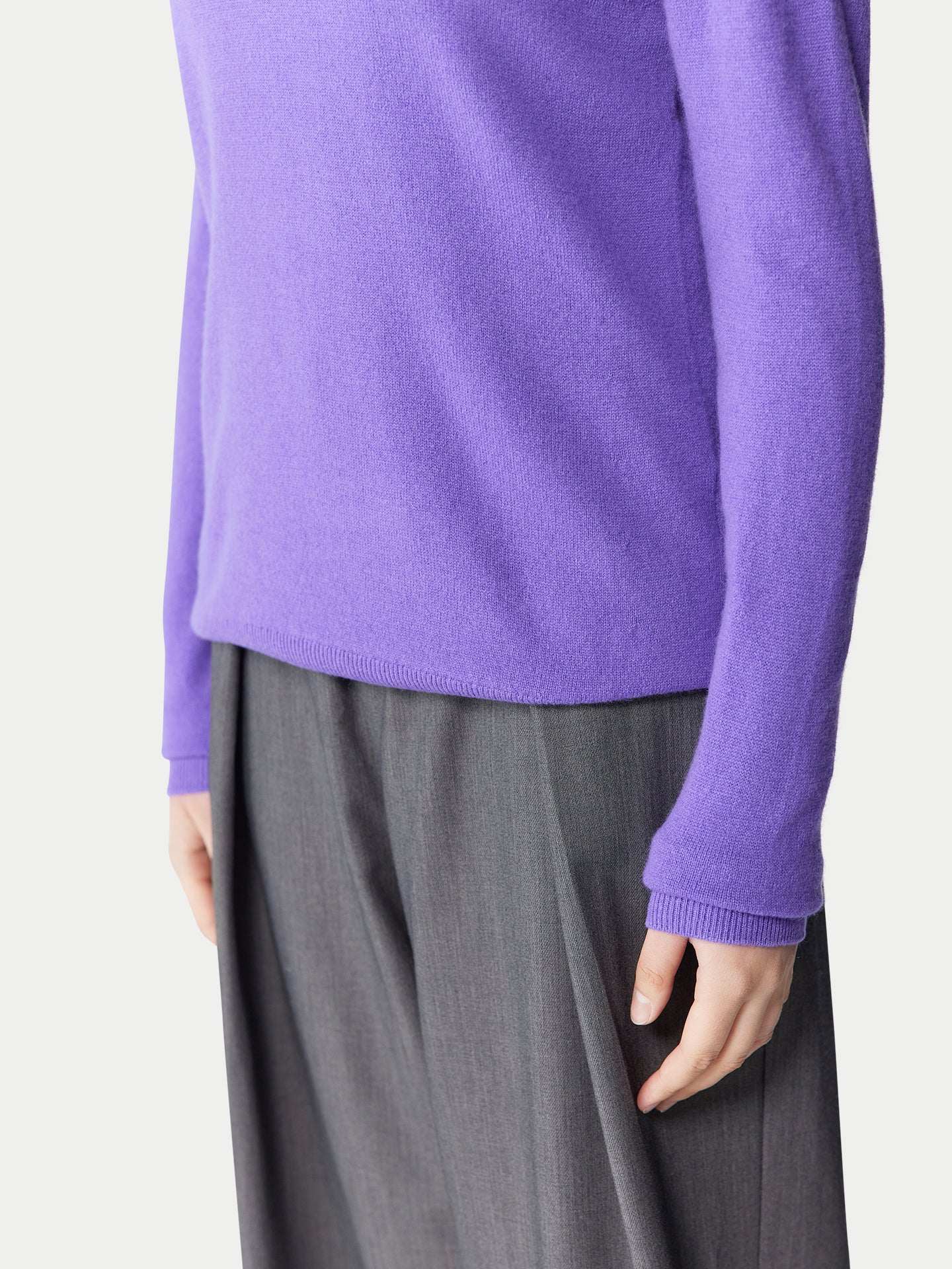 Pull col rond cachemire femme – Violet | GOBI FR