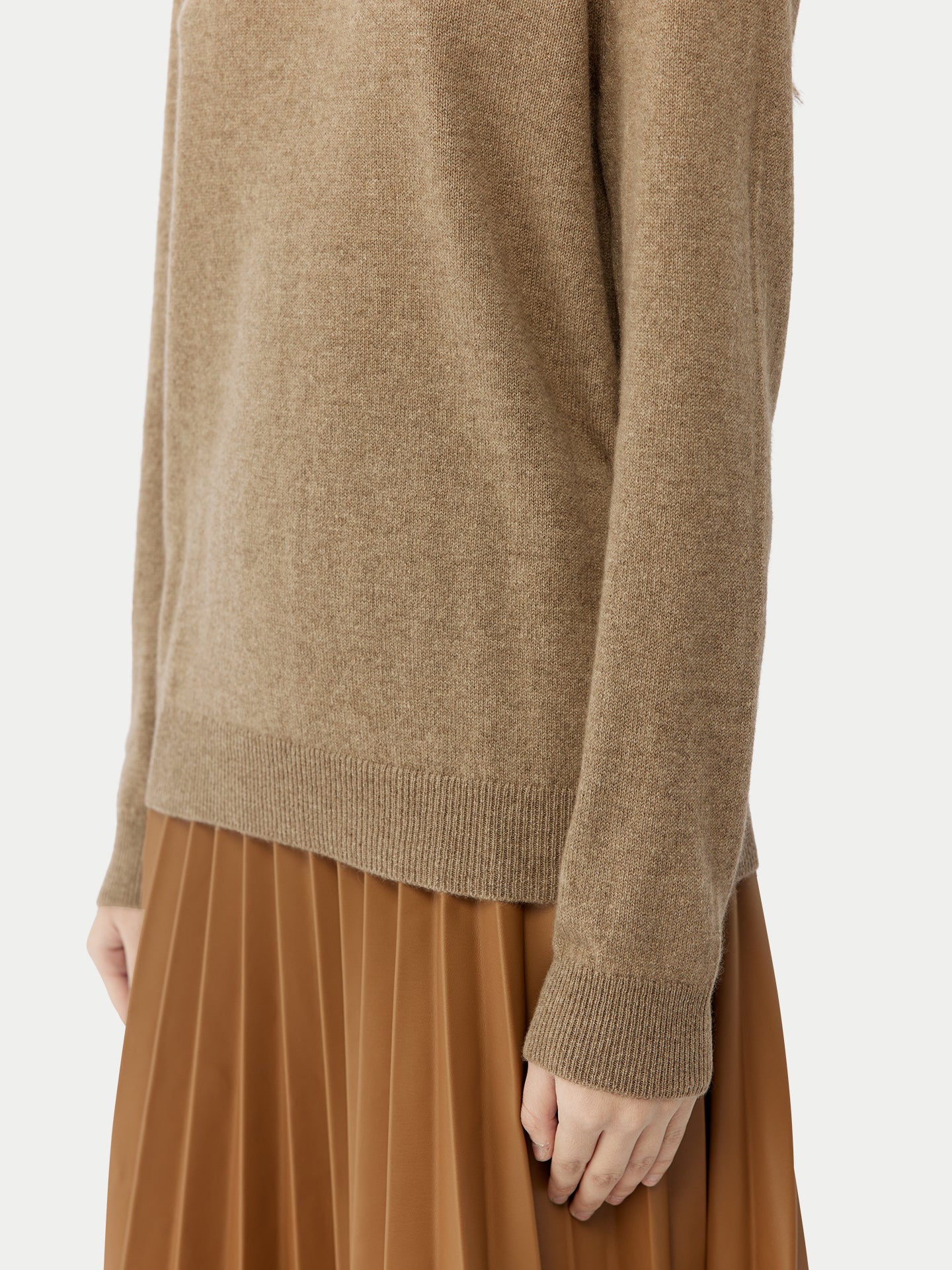 Cachemire léger pour femme Poids Basique Col Rond Taupe- Gobi Cashmere