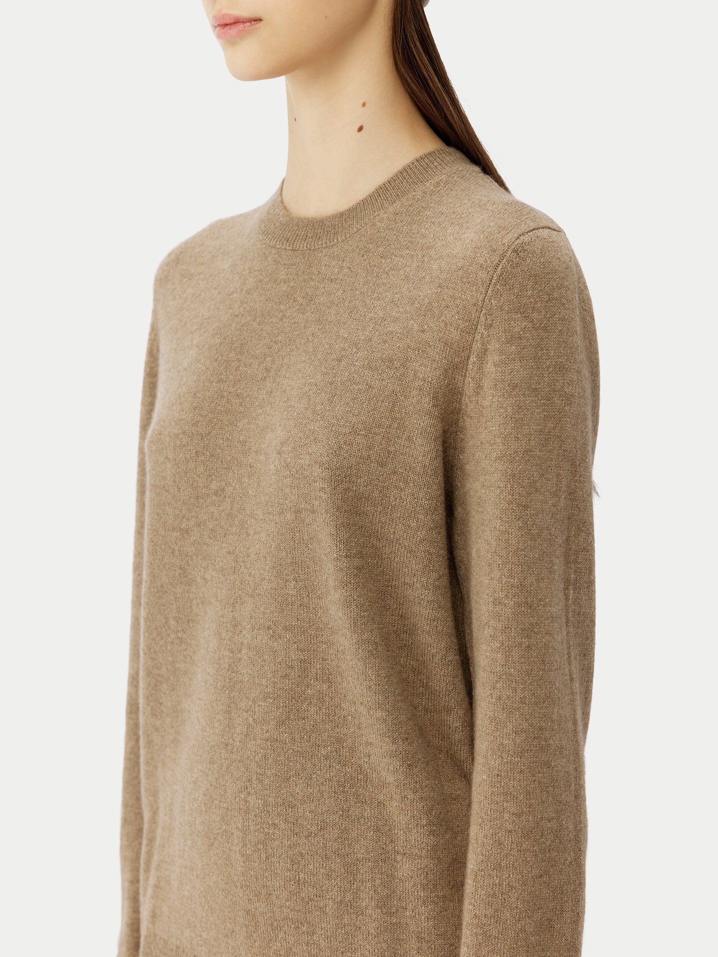 Cachemire léger pour femme Poids Basique Col Rond Taupe- Gobi Cashmere