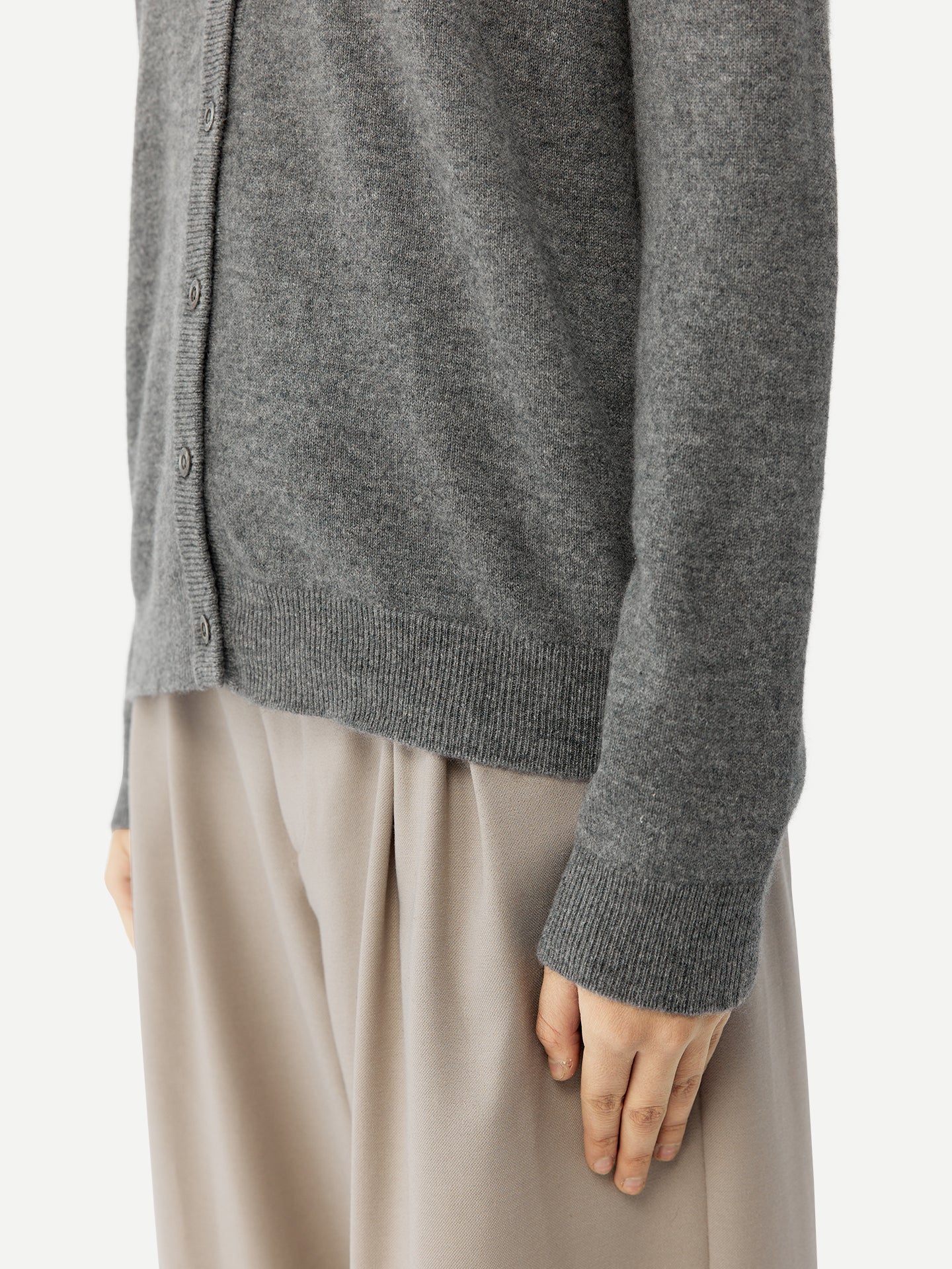 Cardigan Col-V en cachemire pour femme , couleur Gris - Gobi Cashmere