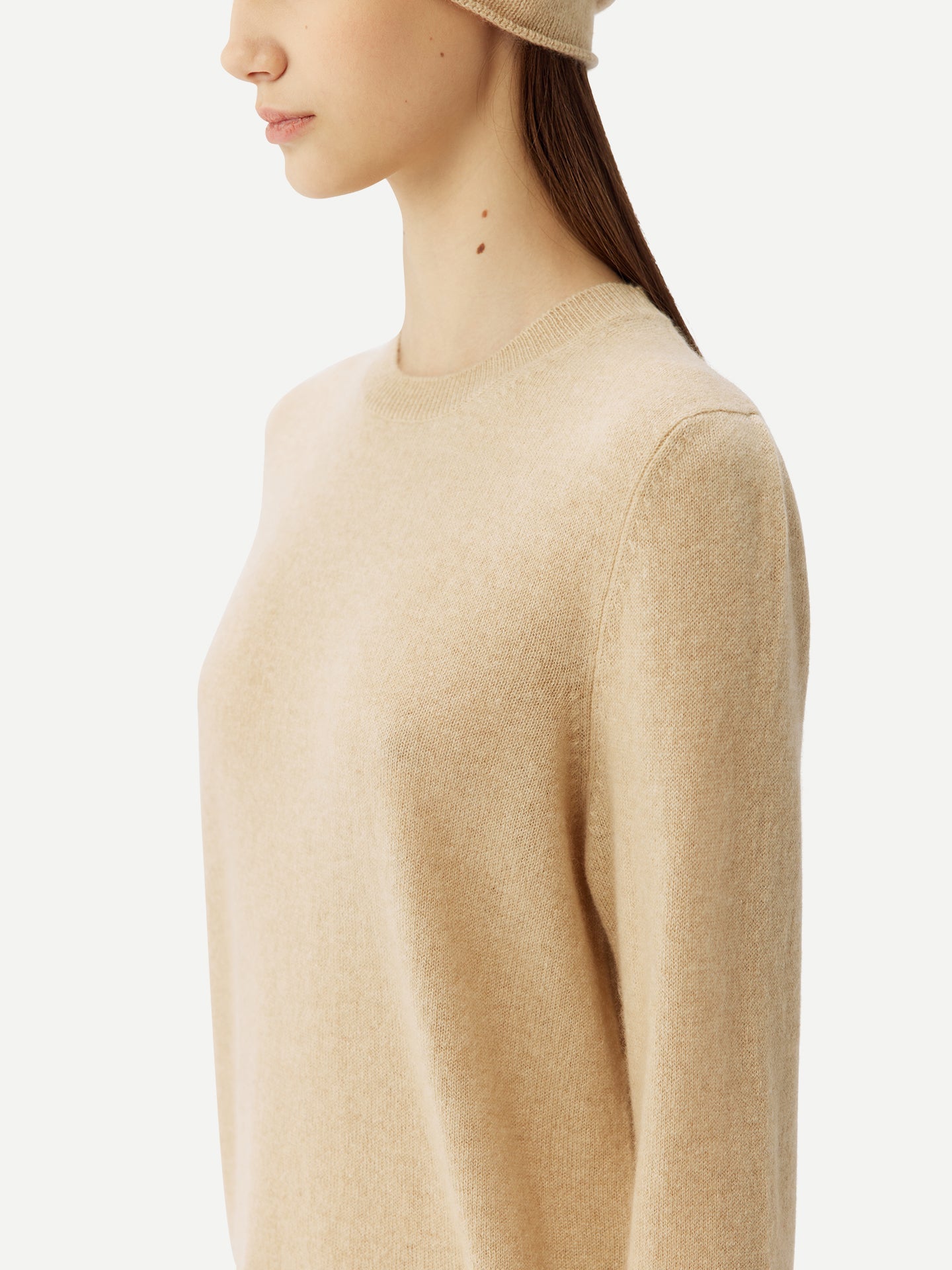 Cachemire léger pour femme Poids Basique Col Rond Taupe - Gobi Cashmere
