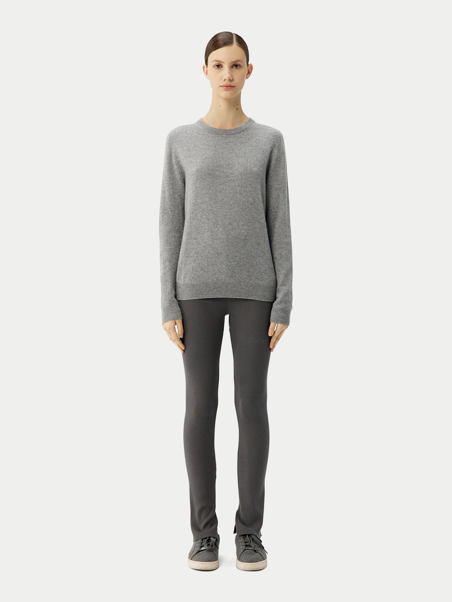 Pull col rond en Cachemire pour femmes Gris - Gobi Cashmere
