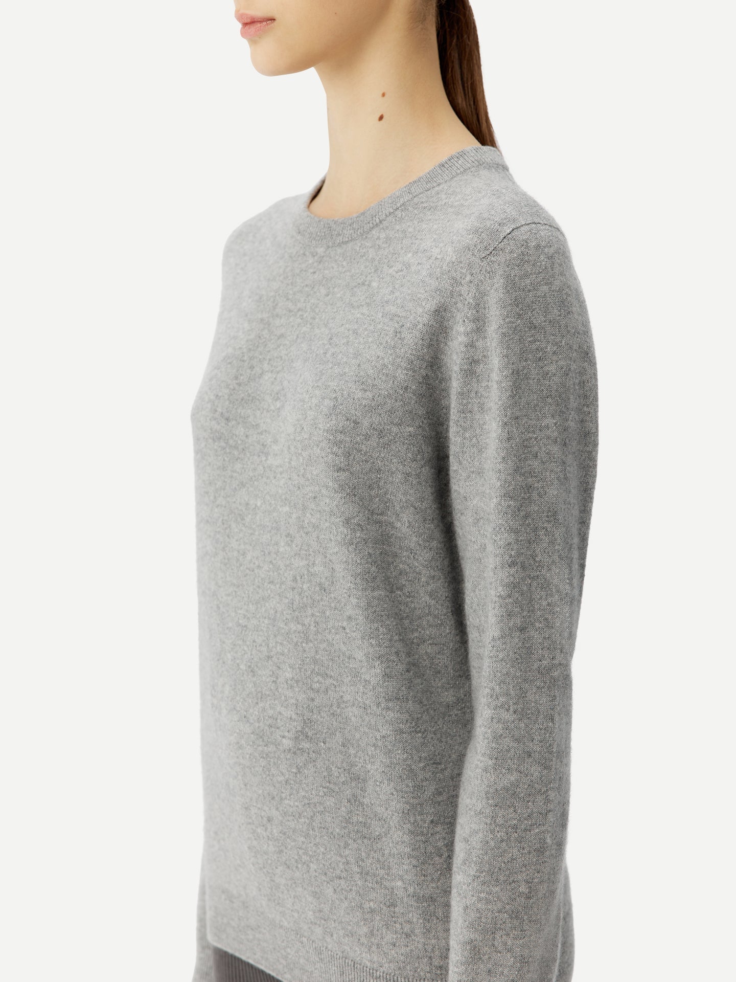 Pull col rond en Cachemire pour femmes Gris - Gobi Cashmere
