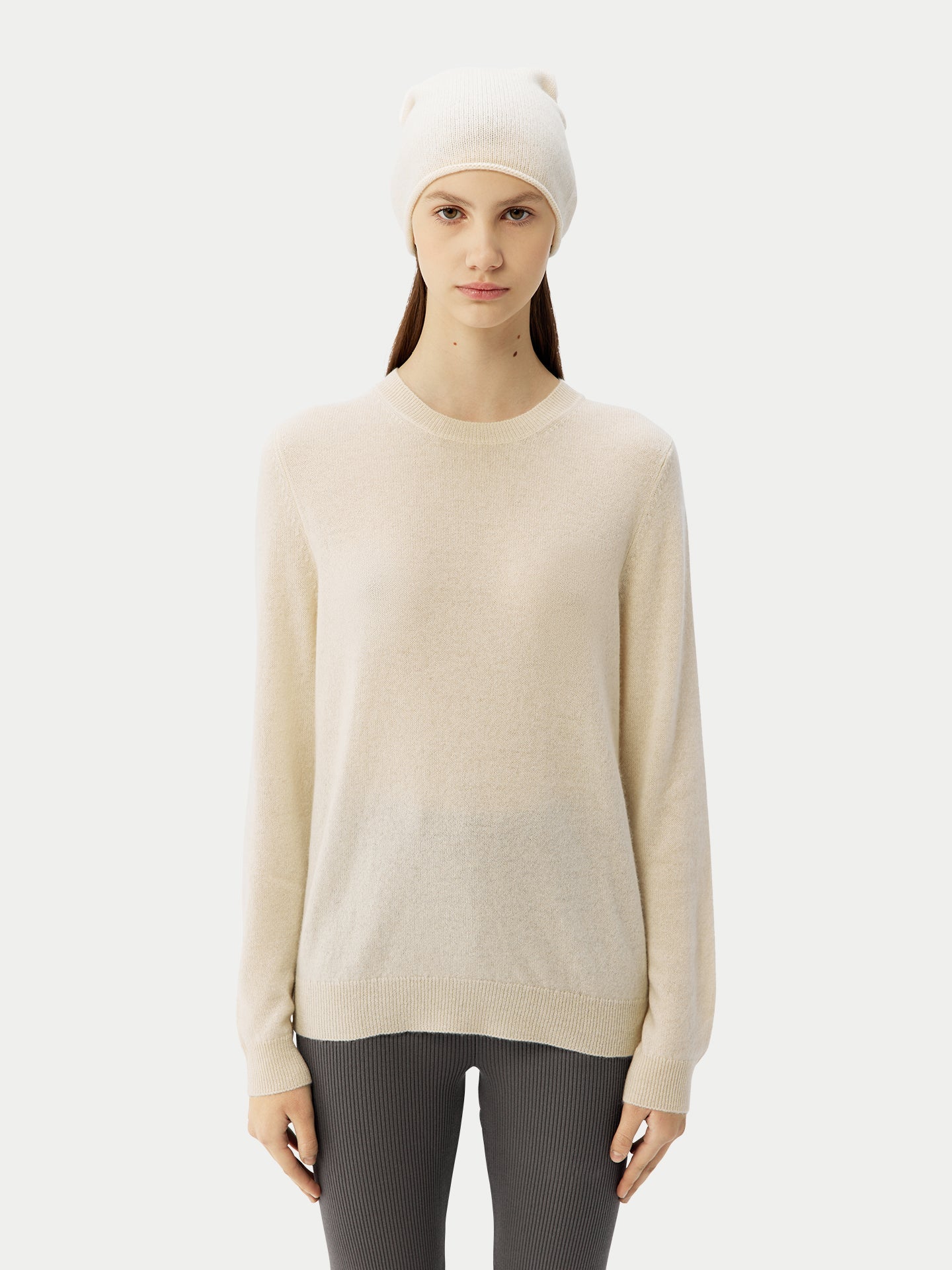 Cachemire léger pour femme Poids Basique Col Rond Blanc - Gobi Cashmere
