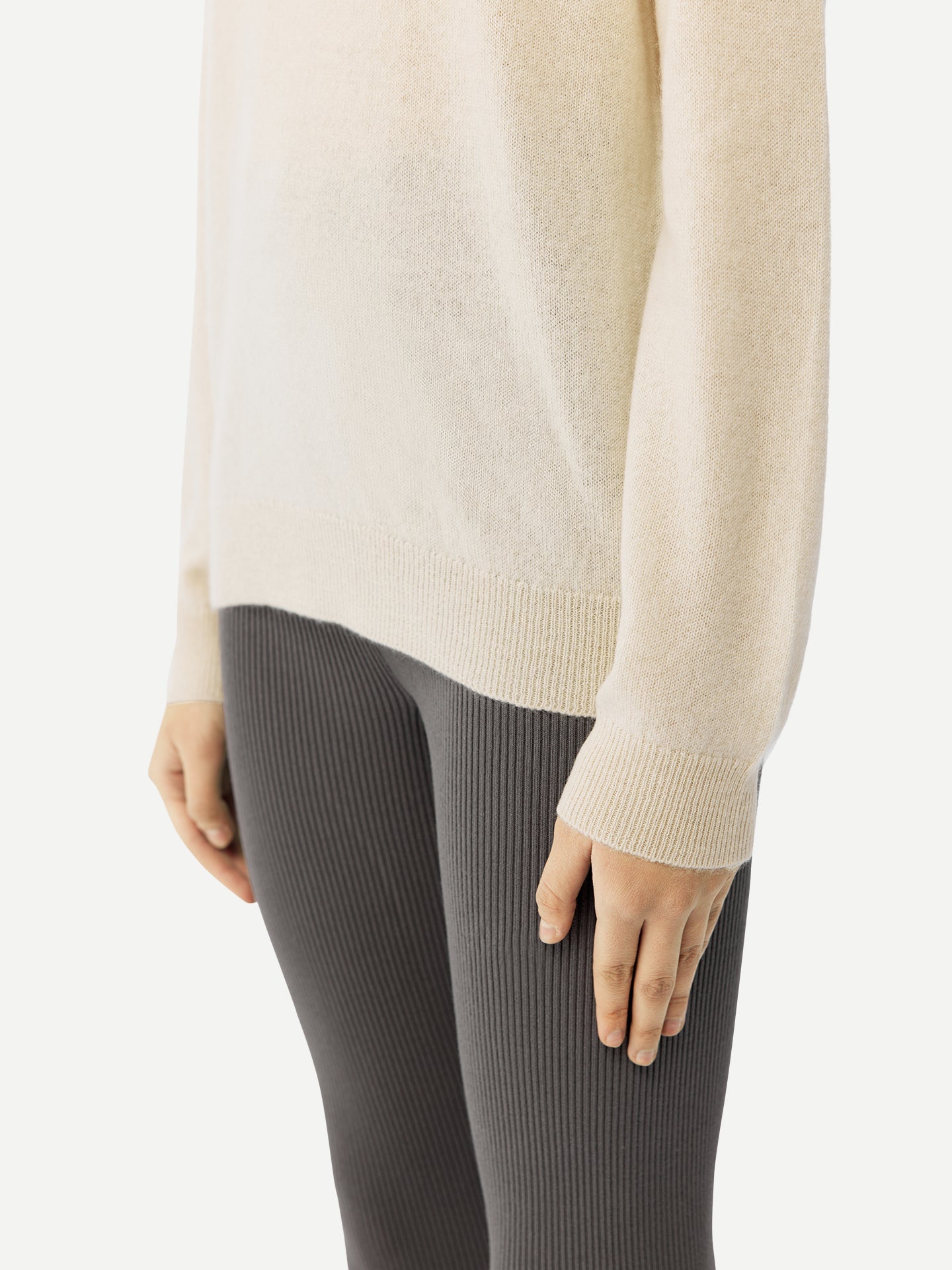 Cachemire léger pour femme Poids Basique Col Rond Blanc - Gobi Cashmere