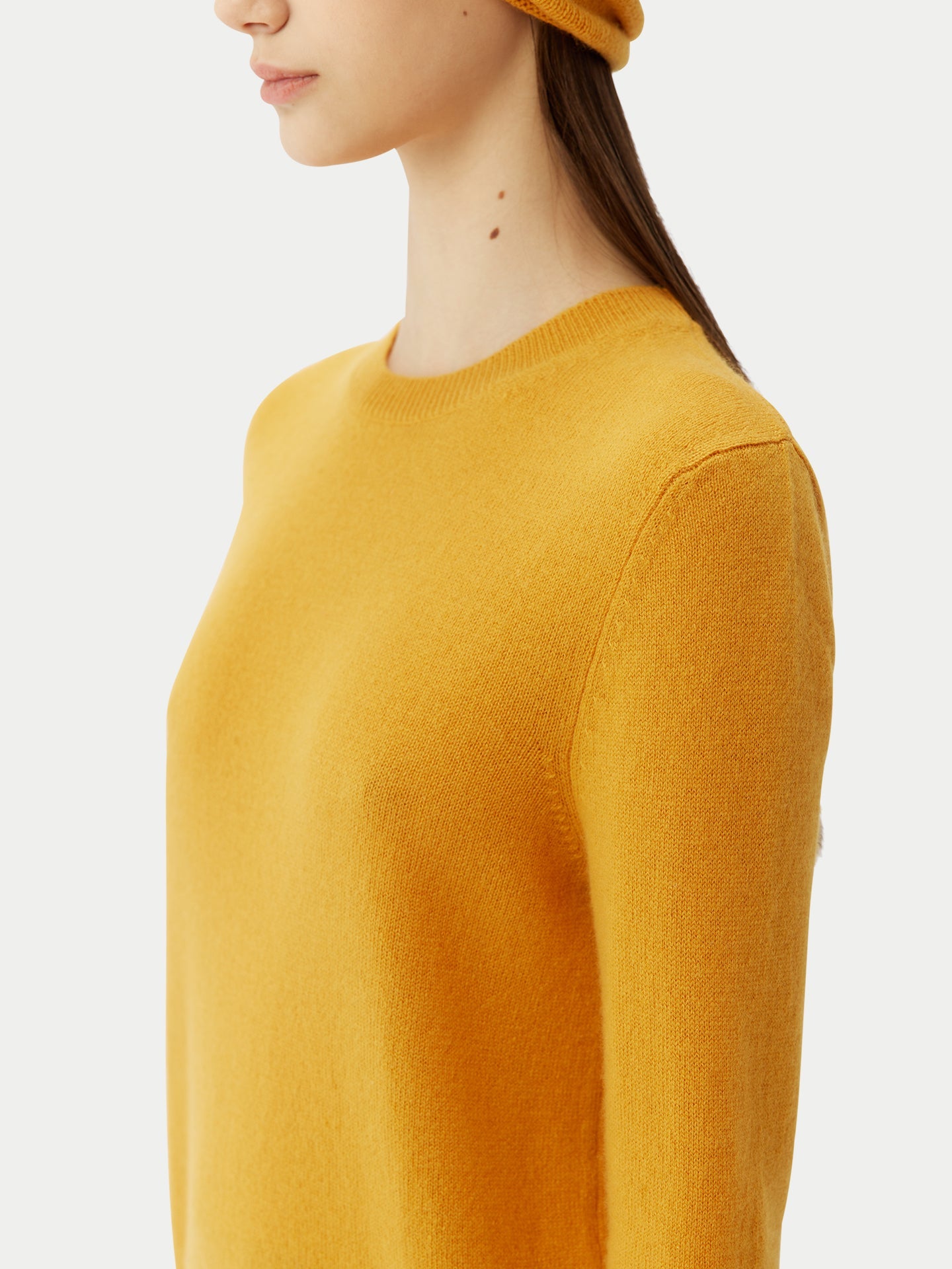 Cachemire léger pour femme Poids Basique Col Rond Jaune - Gobi Cashmere