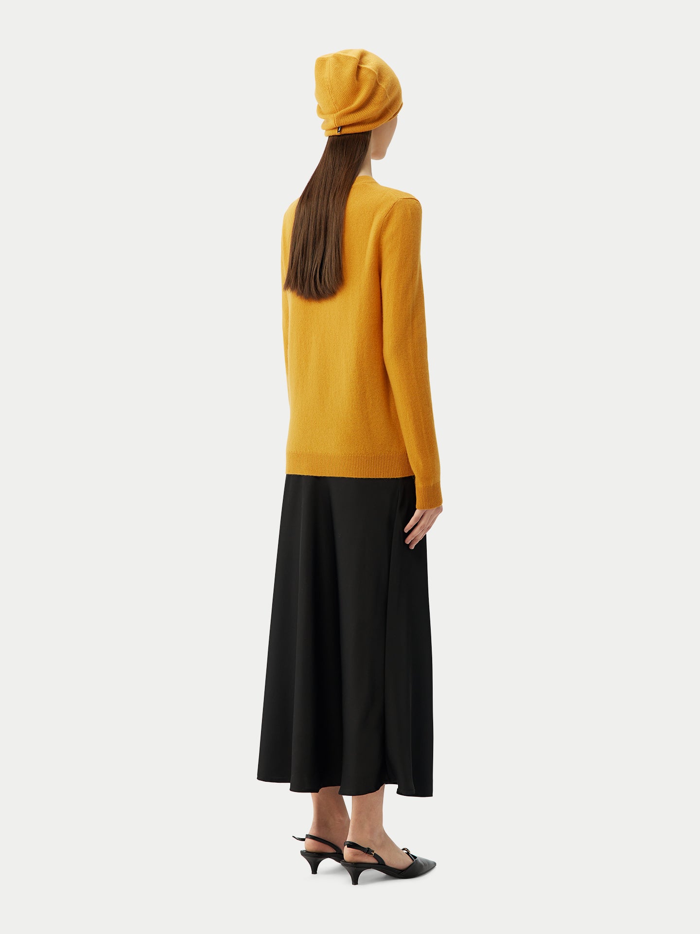 Cachemire léger pour femme Poids Basique Col Rond Jaune - Gobi Cashmere