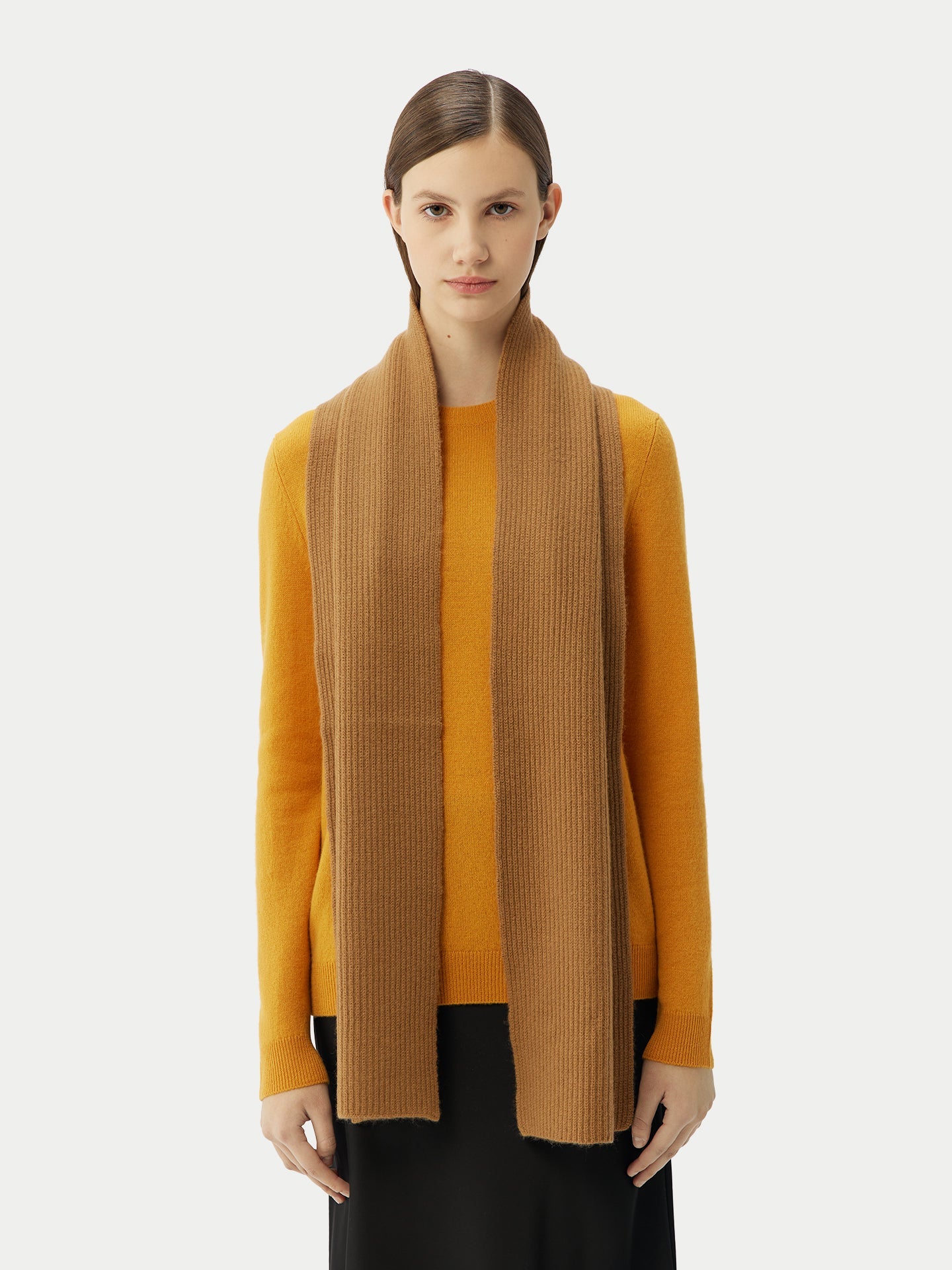 Echarpe en tricot de pêcheur en cachemire marron - Gobi Cashmere