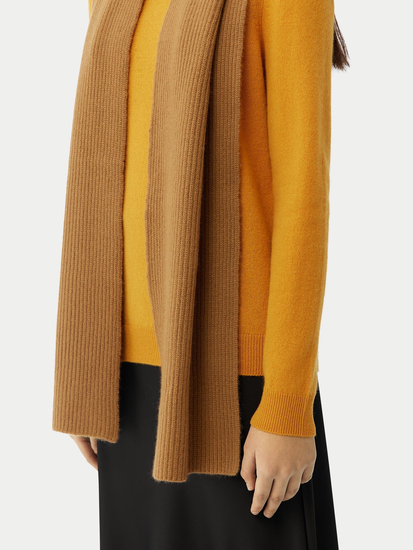 Echarpe en tricot de pêcheur en cachemire marron - Gobi Cashmere