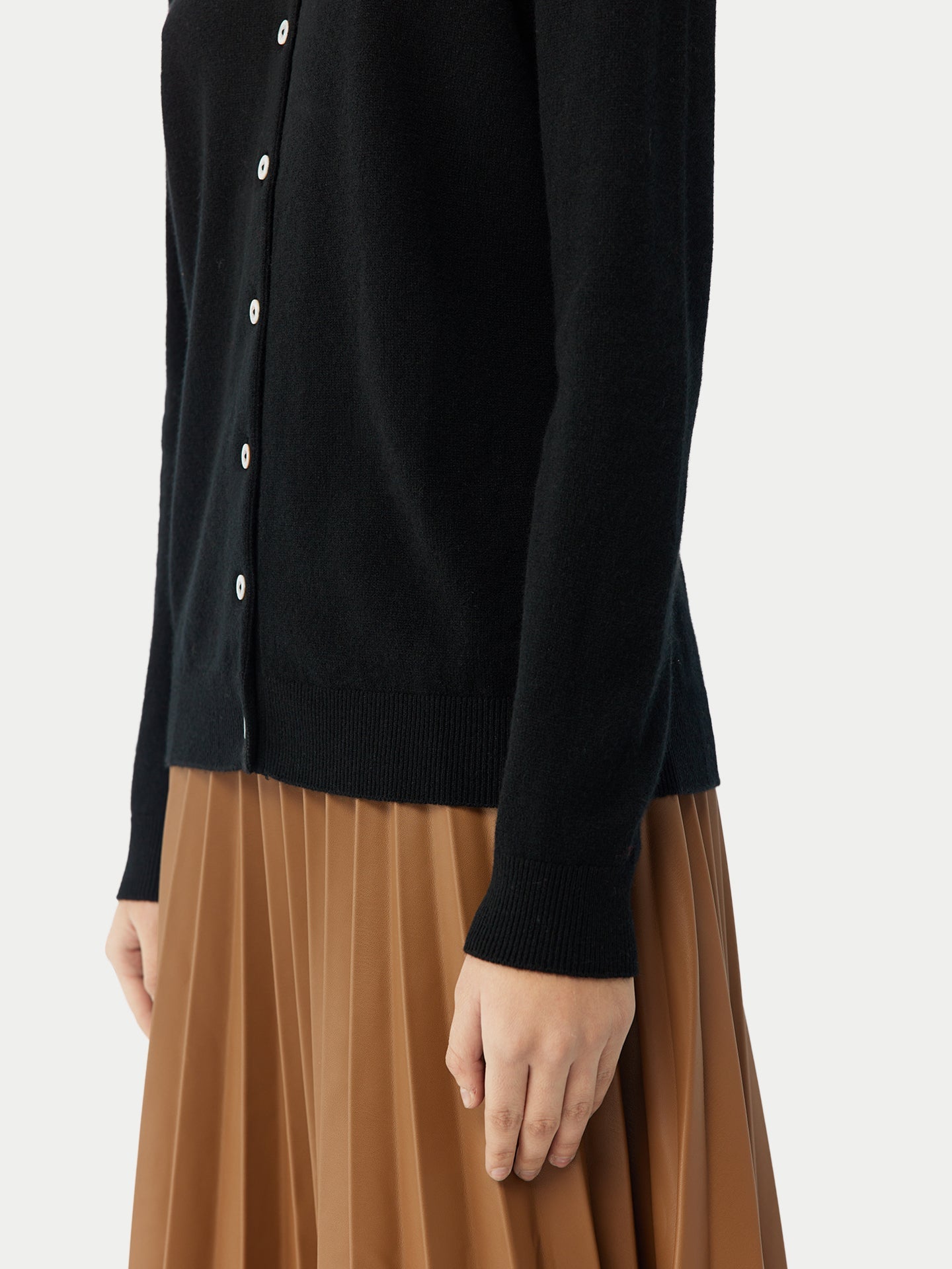 Cardigan col rond en Cachemire pour femmes Noir - Gobi Cashmere